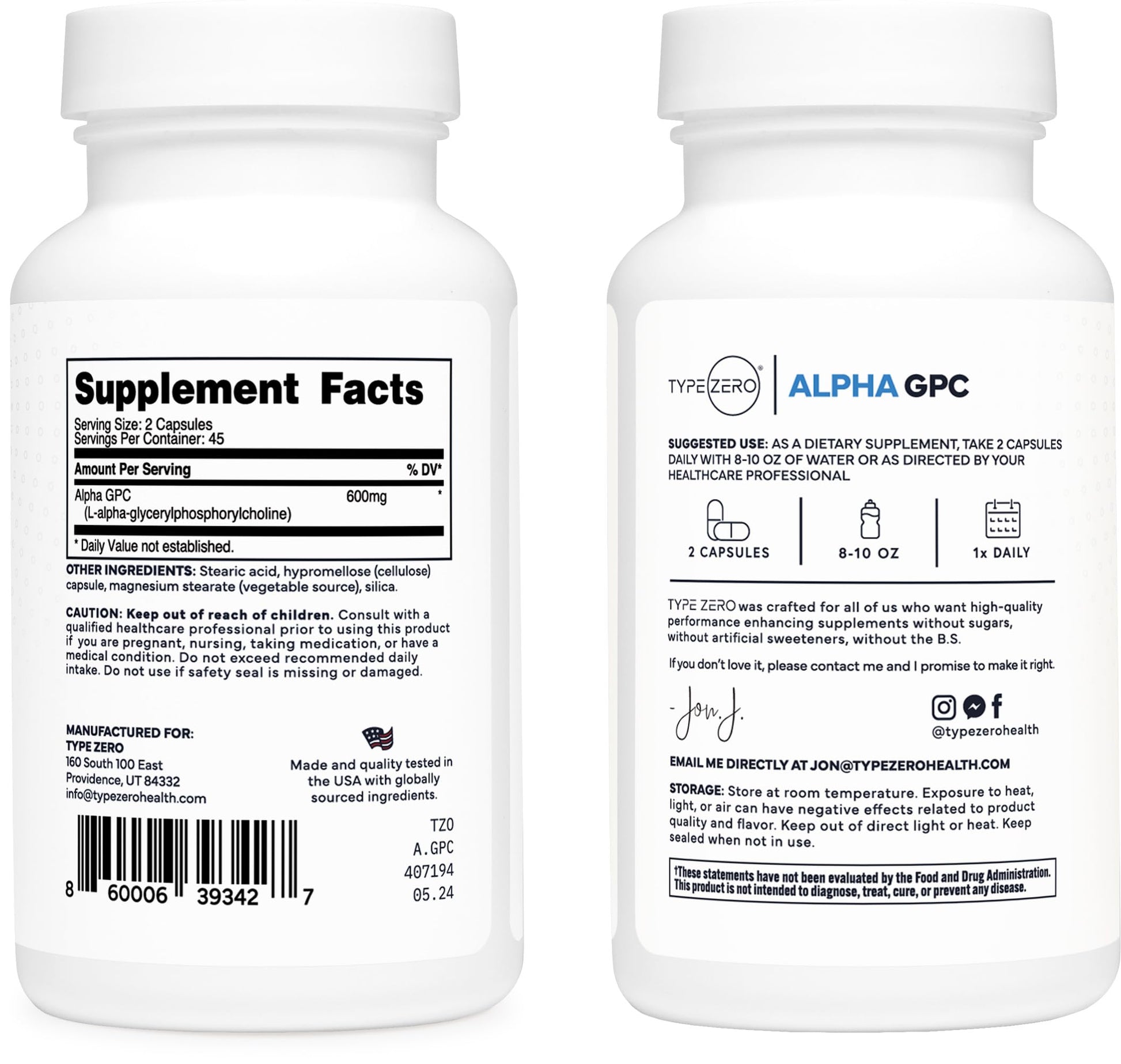 Type Zero Ultra Clean Alpha GPC Choline Supplement (600mg | 90 Capsules) Soy Free, Non-GMO Nootropics Alpha GPC 600mg / 300mg; Alpha-GPC Brain Memory and Focus Supplements Type Zero uk supplements