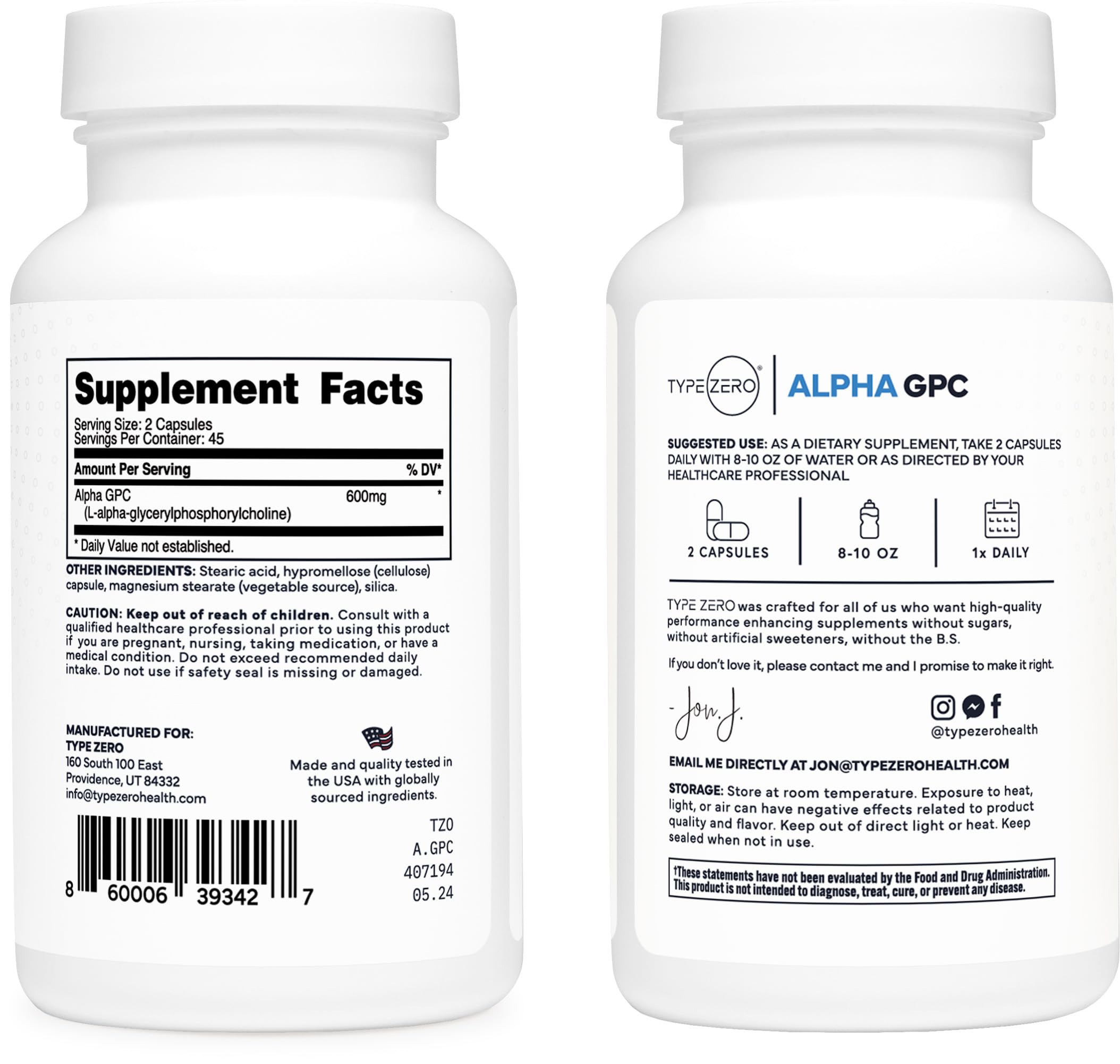 Type Zero Ultra Clean Alpha GPC Choline Supplement (600mg | 90 Capsules) Soy Free, Non-GMO Nootropics Alpha GPC 600mg / 300mg; Alpha-GPC Brain Memory and Focus Supplements Type Zero uk supplements