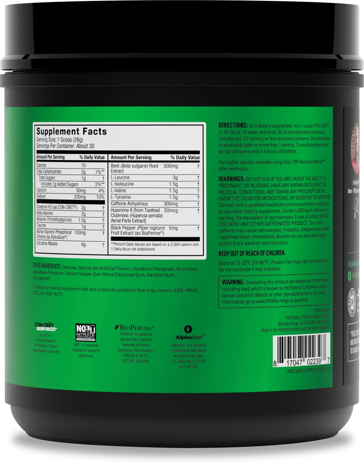 PRE JYM 30 Servings - Pineapple Strawberry JYM Supplement Science uk supplements