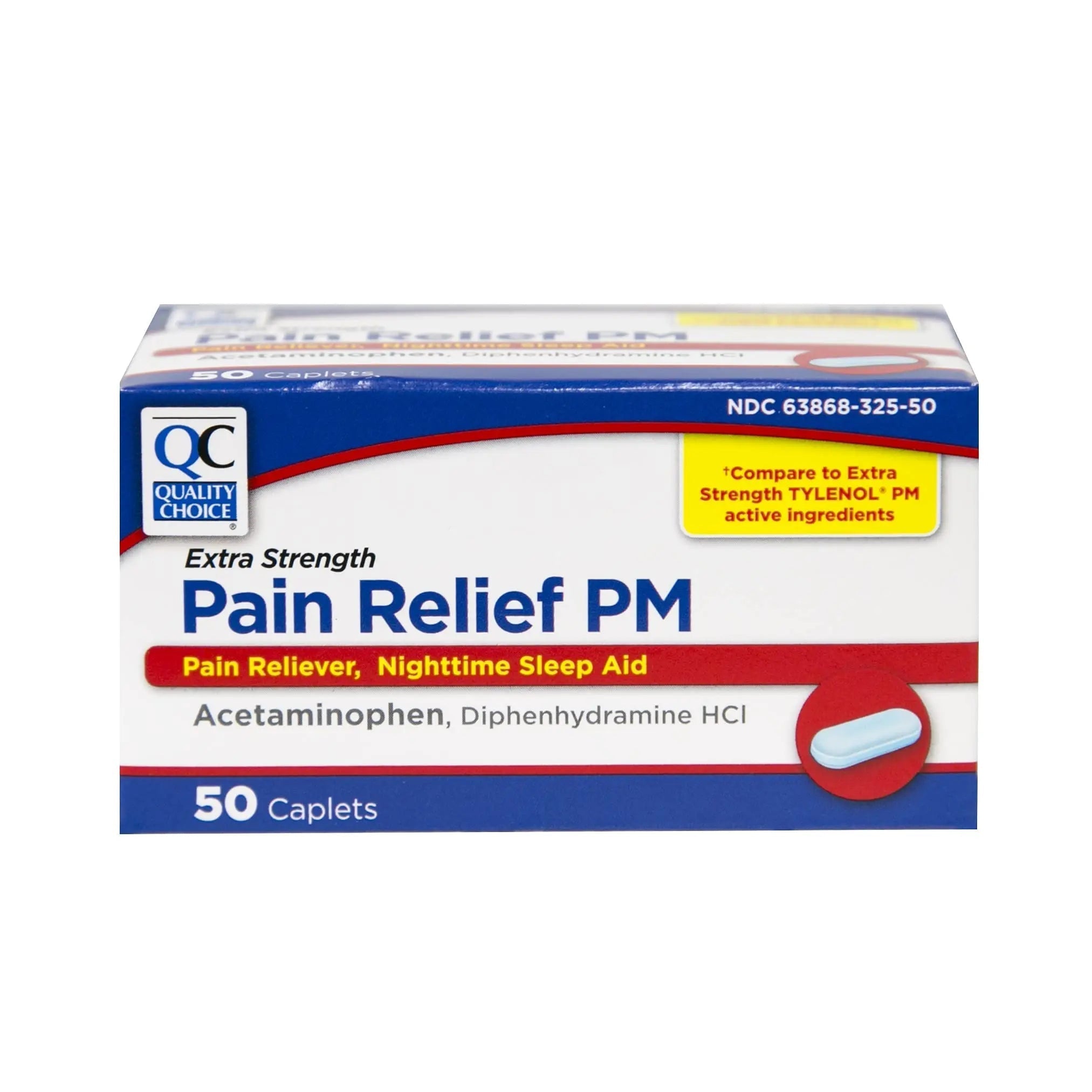 Quality Choice Extra Strength Pain Relief PM, Pain Reliever and Nighttime Sleep Aid, Acetaminophen 500 mg & Diphenhydramine HCI 25 mg (Sleep Aid), 50 Count Package of Caplets Quality Choice uk supplements