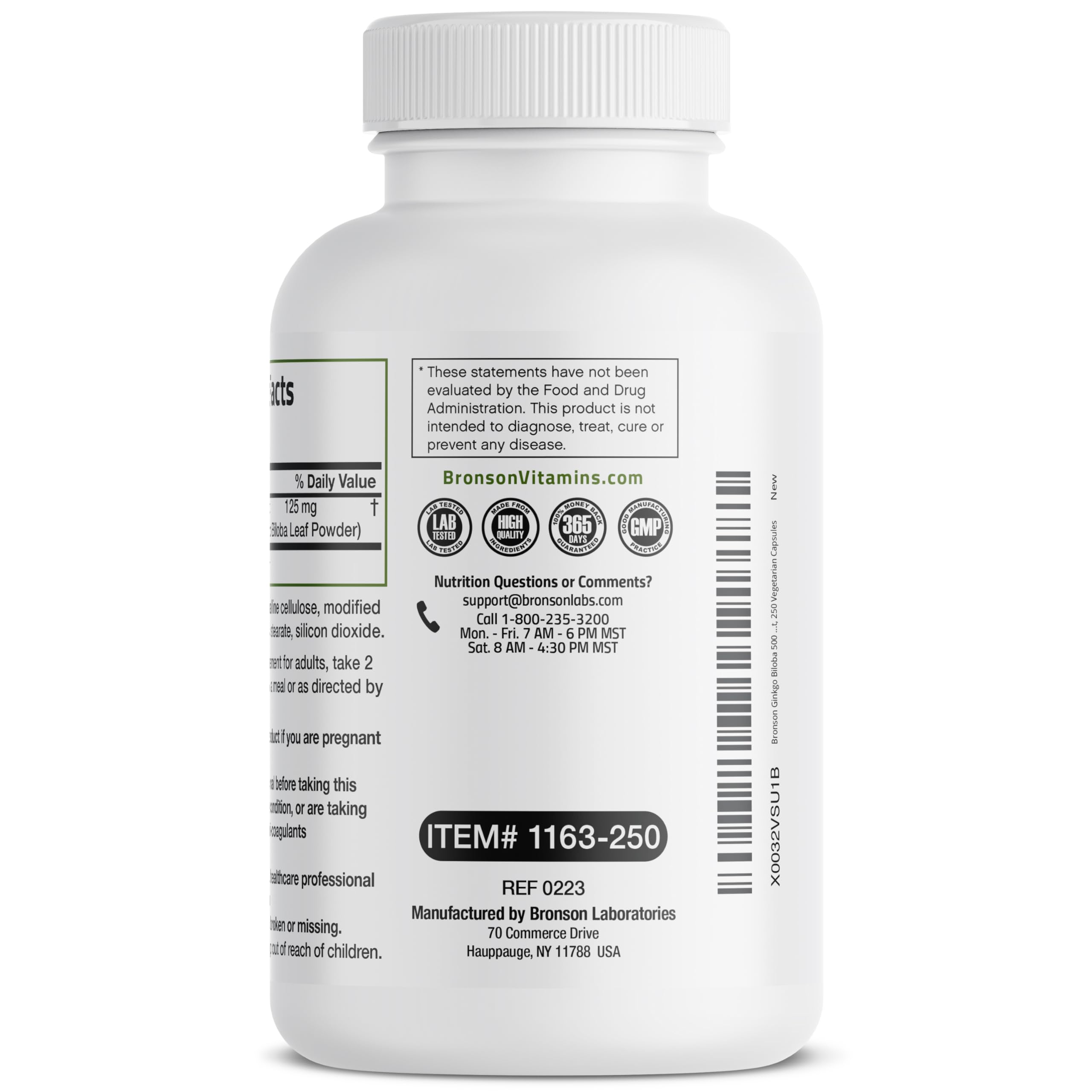 Bronson Ginkgo Biloba Extra Strength 125mg (4:1 Extract) Equivalent to 500mg Bronson uk supplements