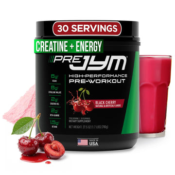 JYM Supplement Science Pre JYM Black Cherry Pre Workout Powder for Men & Women, BCAAs, Nootropics, Creatine HCI, Citrulline, Beta-Alanine, Betaine, Taurine, Huperzine, 30 Servings JYM Supplement Science uk supplements