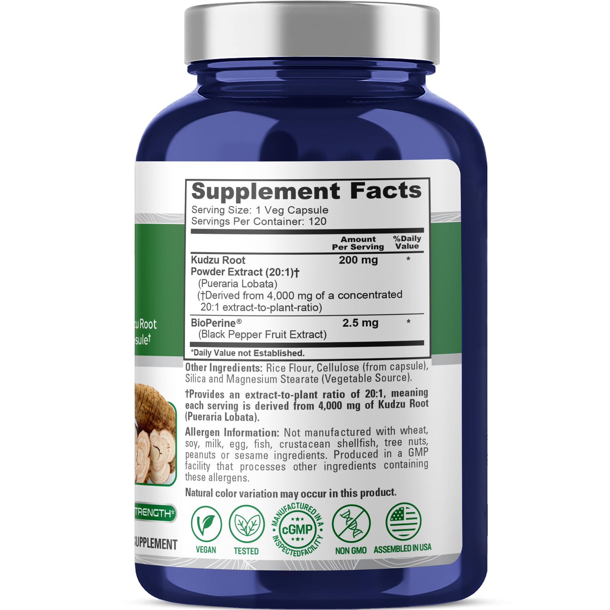 NusaPure Kudzu Root 20:1 Extract, 200 mg Equivalent to 4,000mg - 120 Veggie Capsules (Non-GMO, Vegan, Bioperine) NusaPure uk supplements
