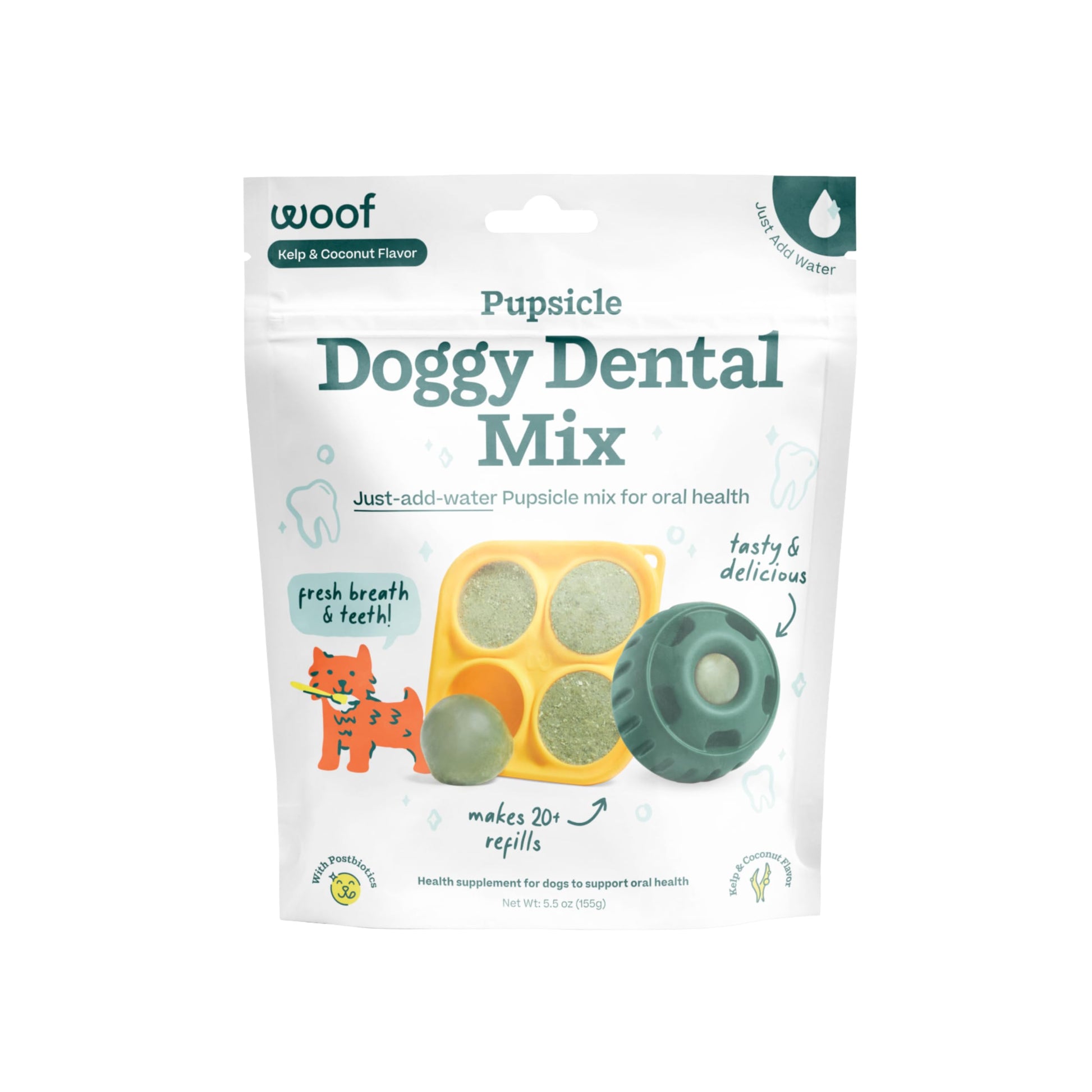 Woof Doggy Dental Pupsicle Mix - Dog Teeth Cleaning Powder for The Pupsicle - Long Lasting Postbiotic Dental Enzyme Mix to Support Oral Health for Dogs WOOF uk supplements