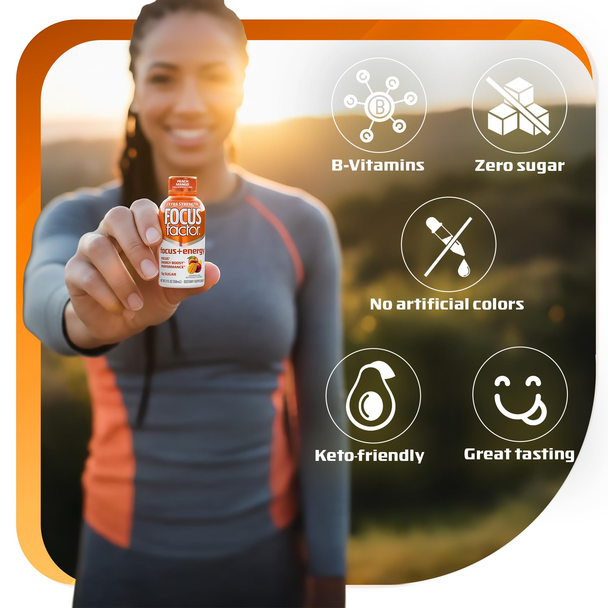 Focus Factor Extra Strength Focus + Energy Shots - 12 x 2oz Bottles (Peach Mango Flavor) - Powered by Nootropics with Caffeine, L-Theanine, Ginkgo, Bacopa, L-Tyrosine, Alpha GPC Focus Factor uk supplements