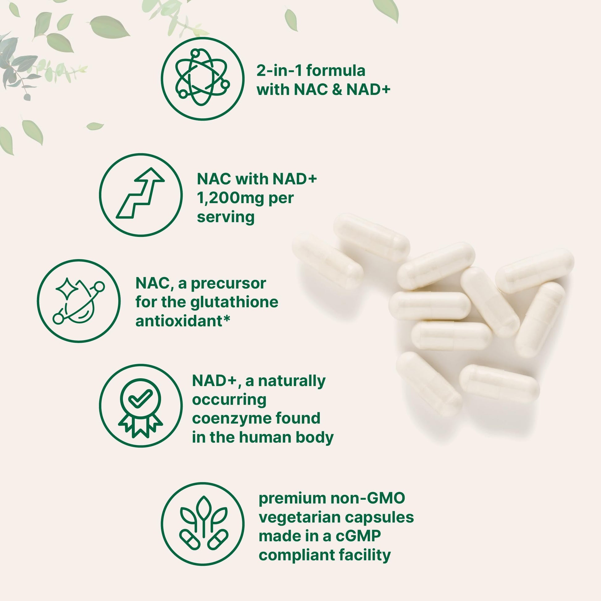 Micro Ingredients NAC with NAD+, 240 Vegetarian Capsules | 1,200 mg Per Serving | 2-in-1 N-Acetyl-L-Cysteine with Nicotinamide Adenine Dinucleotide Micro Ingredients uk supplements