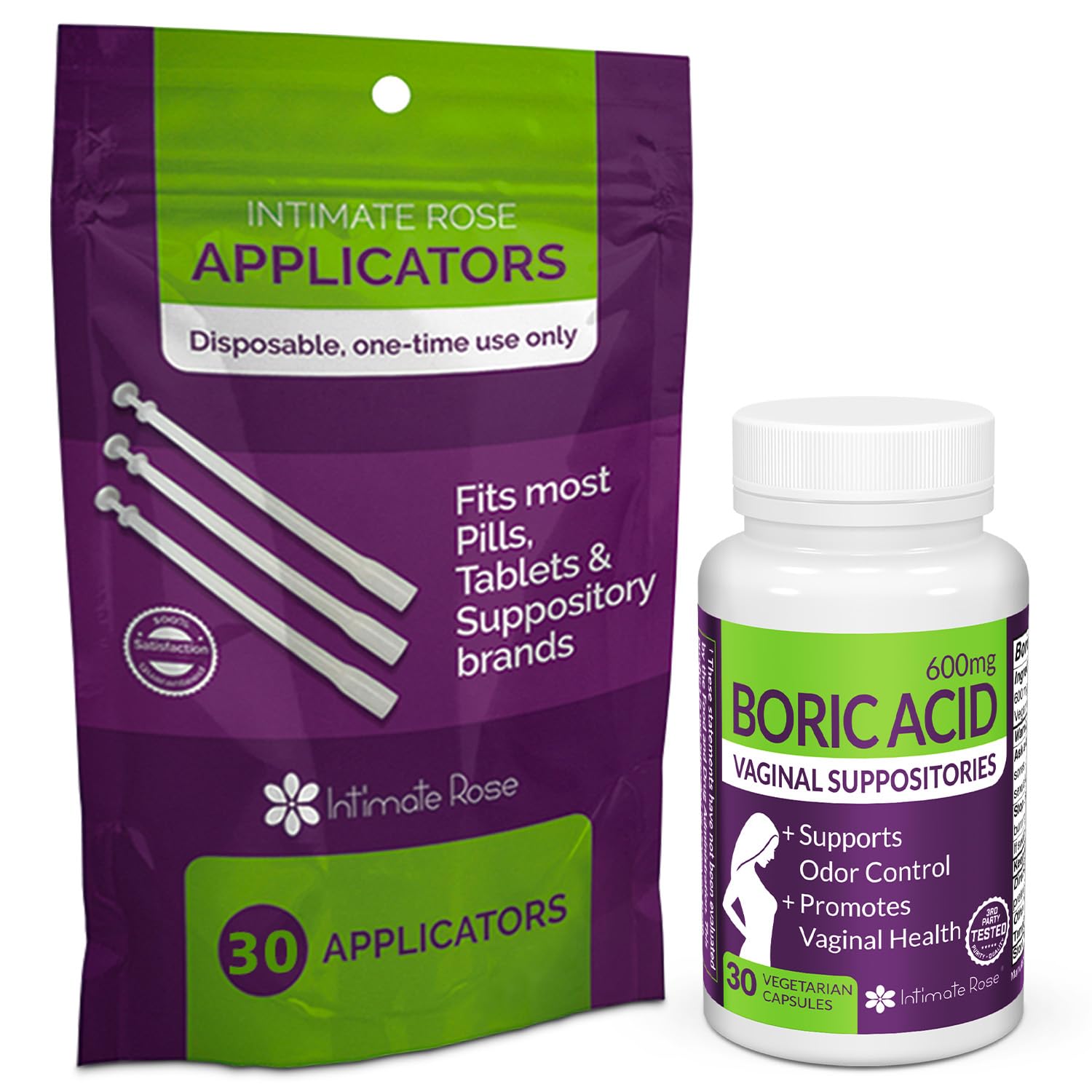 Intimate Rose Boric Acid Vaginal Suppositories - 30 Count (600mg) + 30 Applicators - Feminine Balance, Vaginal Odor, Promote Vaginal Health Intimate Rose uk supplements