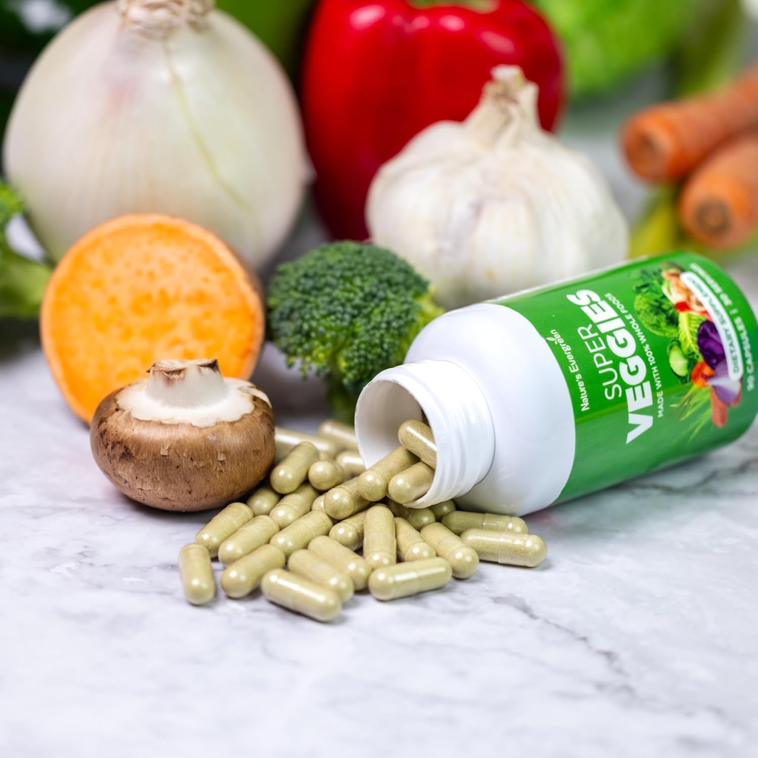 Fruits and Veggies Supplement - Nature Fruits and Vegetables Supplements - Vegan, Non GMO, Soy Free, Superfood Vitamins & Minerals Nutritional Balance - (Total 180 Capsules - Pack of 2) Made in USA Nature's Evergreen uk supplements