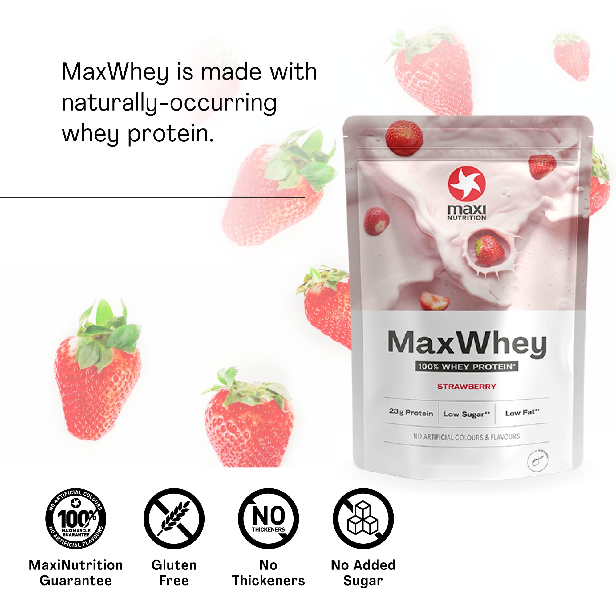 MaxiNutrition - MaxWhey - Whey Protein Powder Strawberry - Low-Fat - Low Sugar MaxiNutrition uk supplements