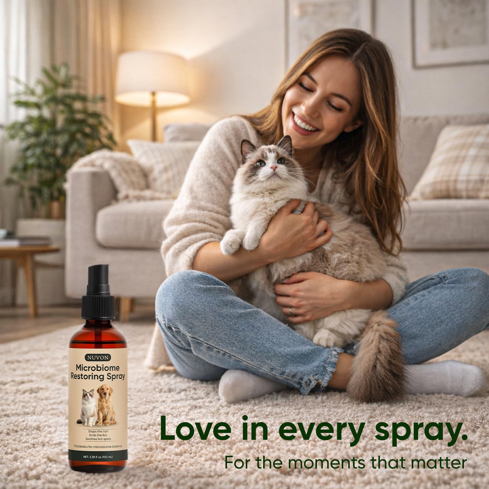 Wanciment NUVON Postbiotic Spray - Hot Spot Treatment for Dogs & Cats - Helps Alleviate Sensitive Skin, Scratching, and Licking of Coat - 3.38 fl oz Wanciment uk supplements