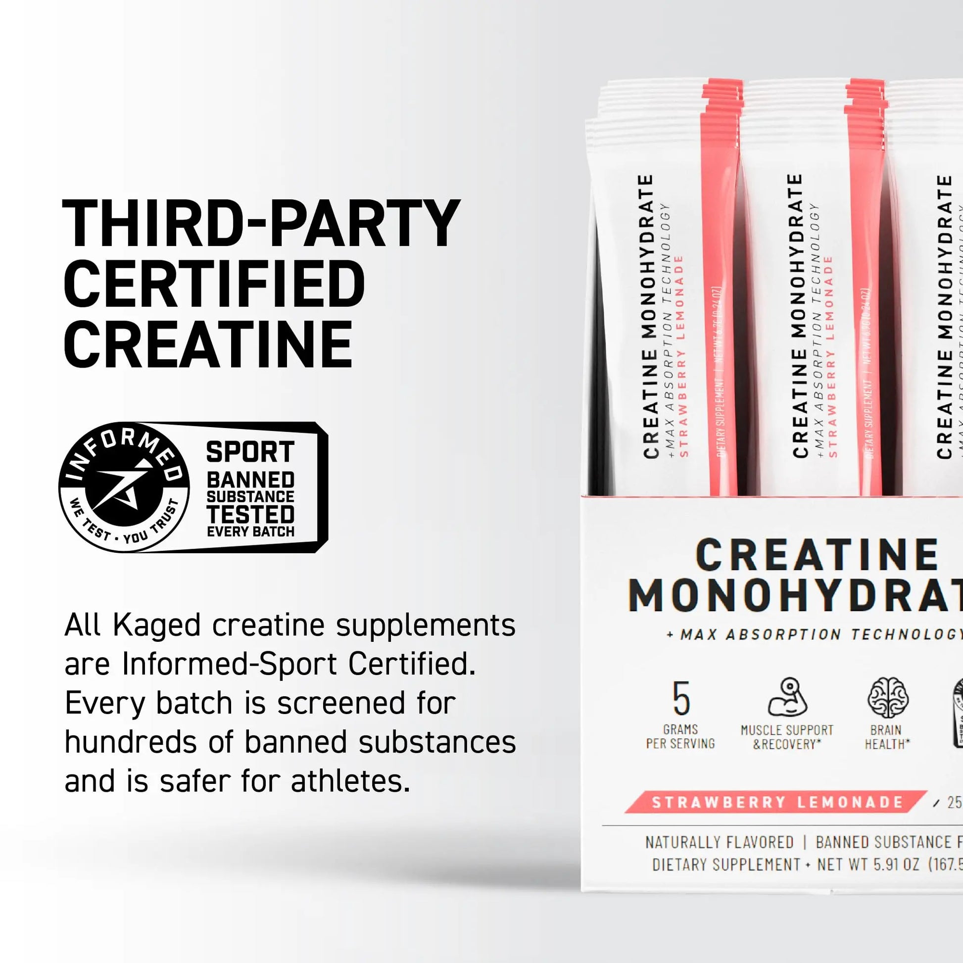 Kaged Creatine Monohydrate + Max Absorption Technology | Micronized Powder Stick Packs | Strawberry Lemonade | Muscle Building & Recovery | Brain Health Kaged uk supplements