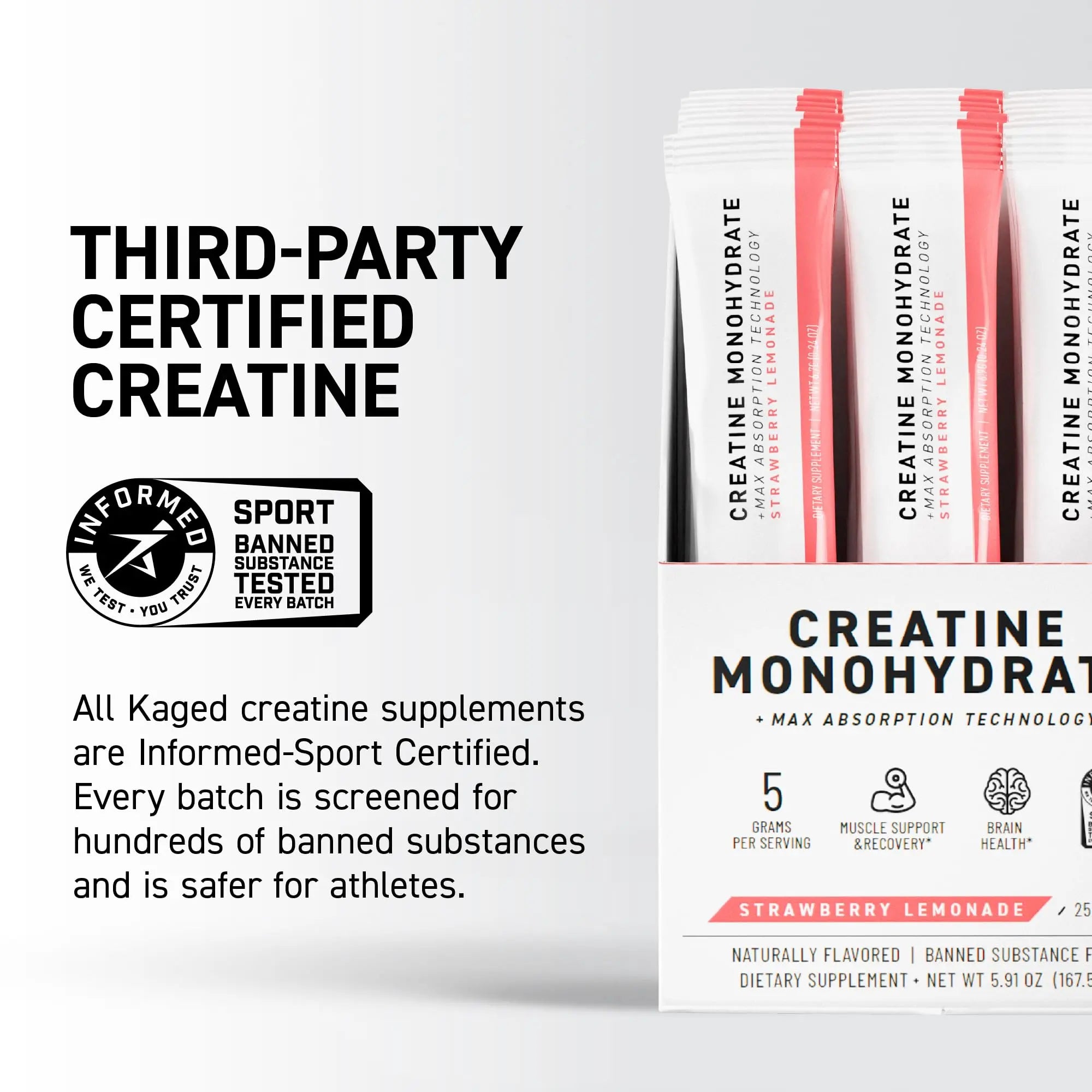 Kaged Creatine Monohydrate + Max Absorption Technology | Micronized Powder Stick Packs | Strawberry Lemonade | Muscle Building & Recovery | Brain Health Kaged uk supplements