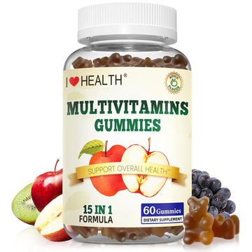 I LOVE HEALTH® 15-in-1 Multivitamin Gummies for Adults & Kids - Enhanced Formula with Vitamin A, C, D3, E, B12, Zinc, Magnesium & More I LOVE HEALTH uk supplements
