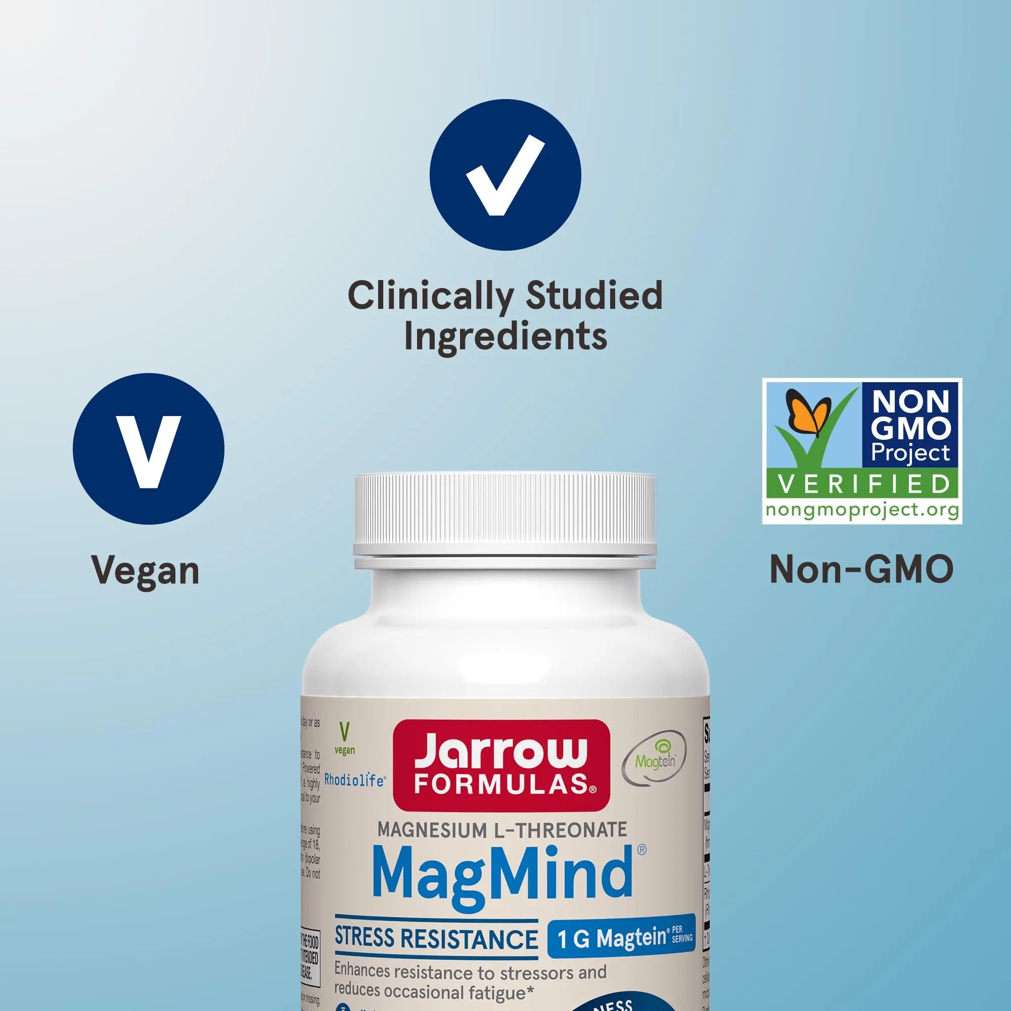Jarrow Formulas Magnesium L-Threonate, MagMind Stress Resistance with L-Theanine and Rhodiolife, High Absorption Magnesium, Stress Relief and Mood Support, 60 Veggie Capsules, Up to a 30 Day Supply Jarrow Formulas uk supplements