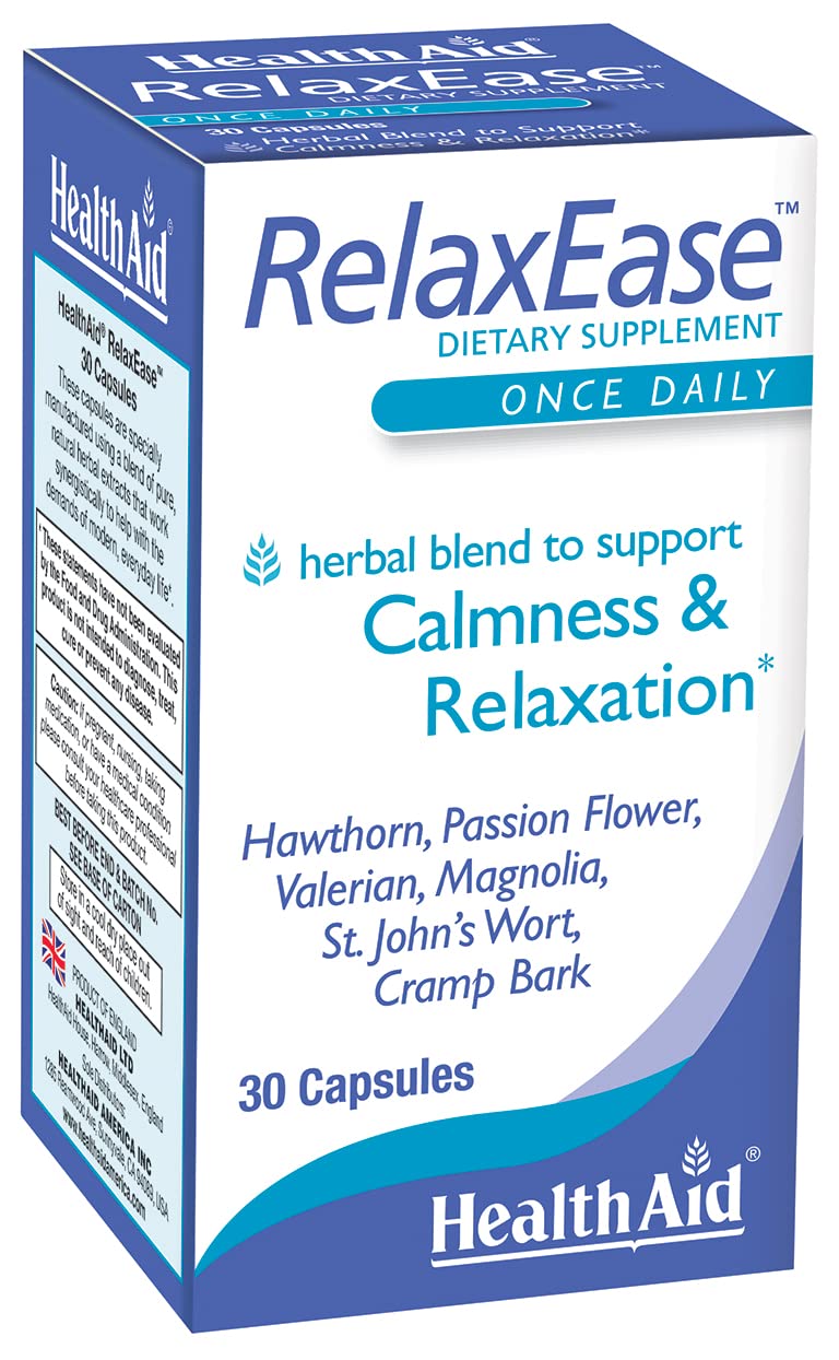 RelaxEase, Herbal Blend to Support Harmony and Tranquility, Once Daily, 30 ct, Helps Promote Health and Relaxation HealthAid uk supplements