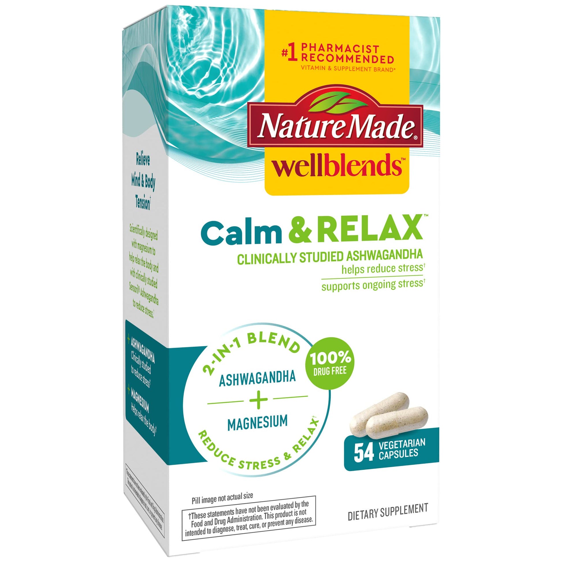 Nature Made Wellblends Calm & Relax, Ashwagandha 125 mg, Magnesium 300 mg Nature Made uk supplements