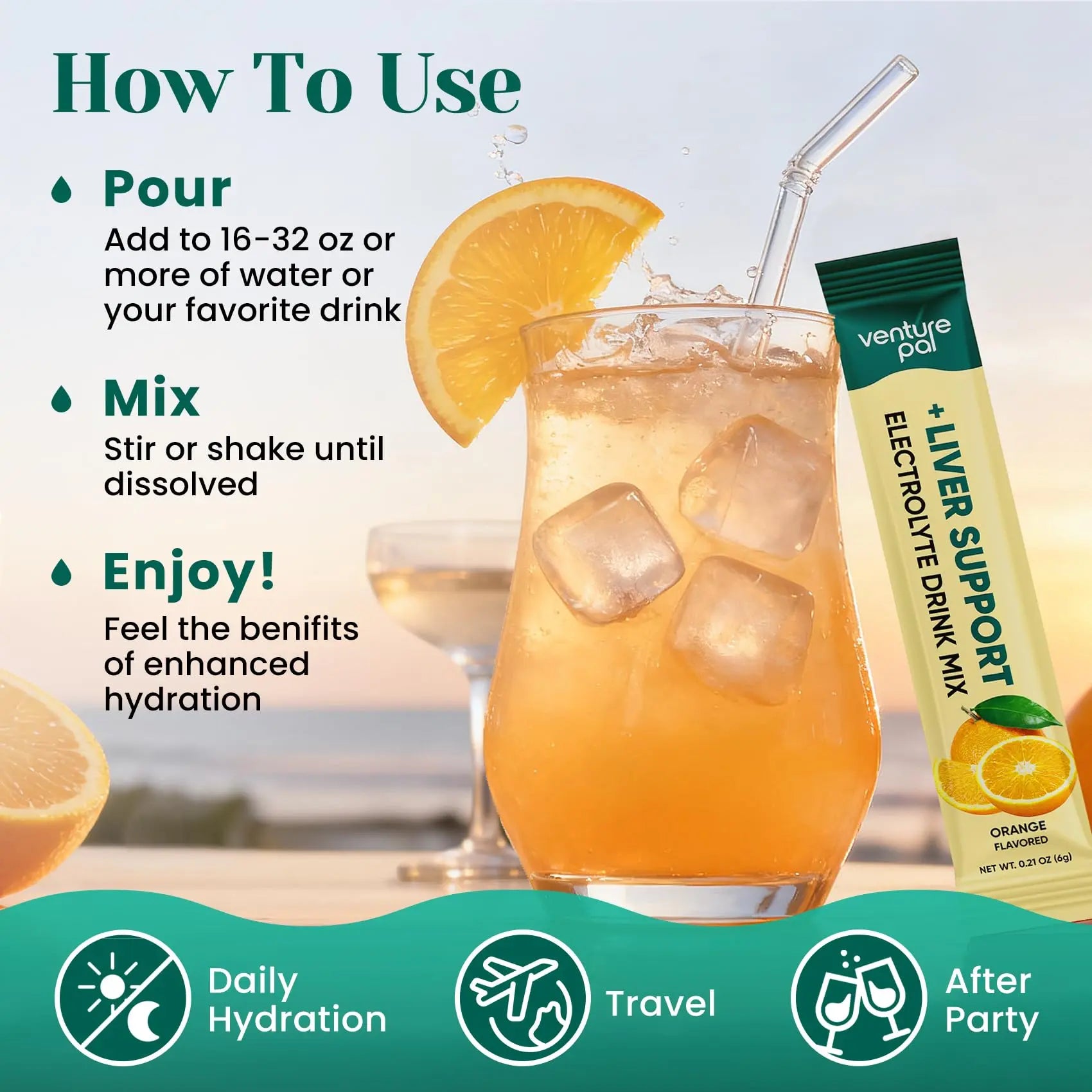 Venture Pal Hydration Packets + Liver Support- Liquid Daily IV Electrolyte Powder Packets with 7 Electrolytes & 5 Vitamins, Milk Thistle + L-Theanine | Sugar-Free Venture Pal uk supplements