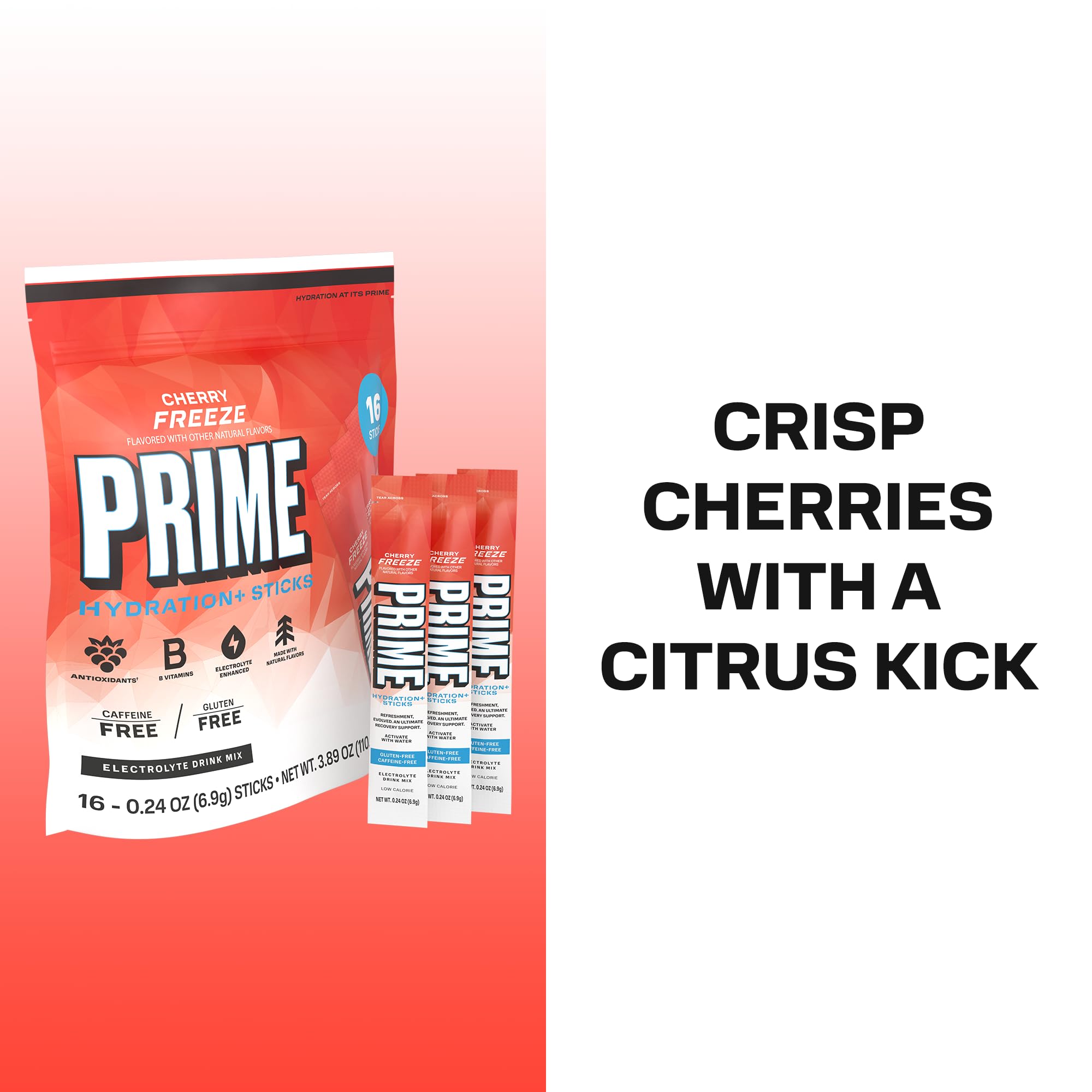 PRIME HYDRATION+ Electrolyte Powder Sticks, Cherry Freeze, Sugar Free Hydration Drink Mix with Potassium, Magnesium & B Vitamins PRIME HYDRATION uk supplements