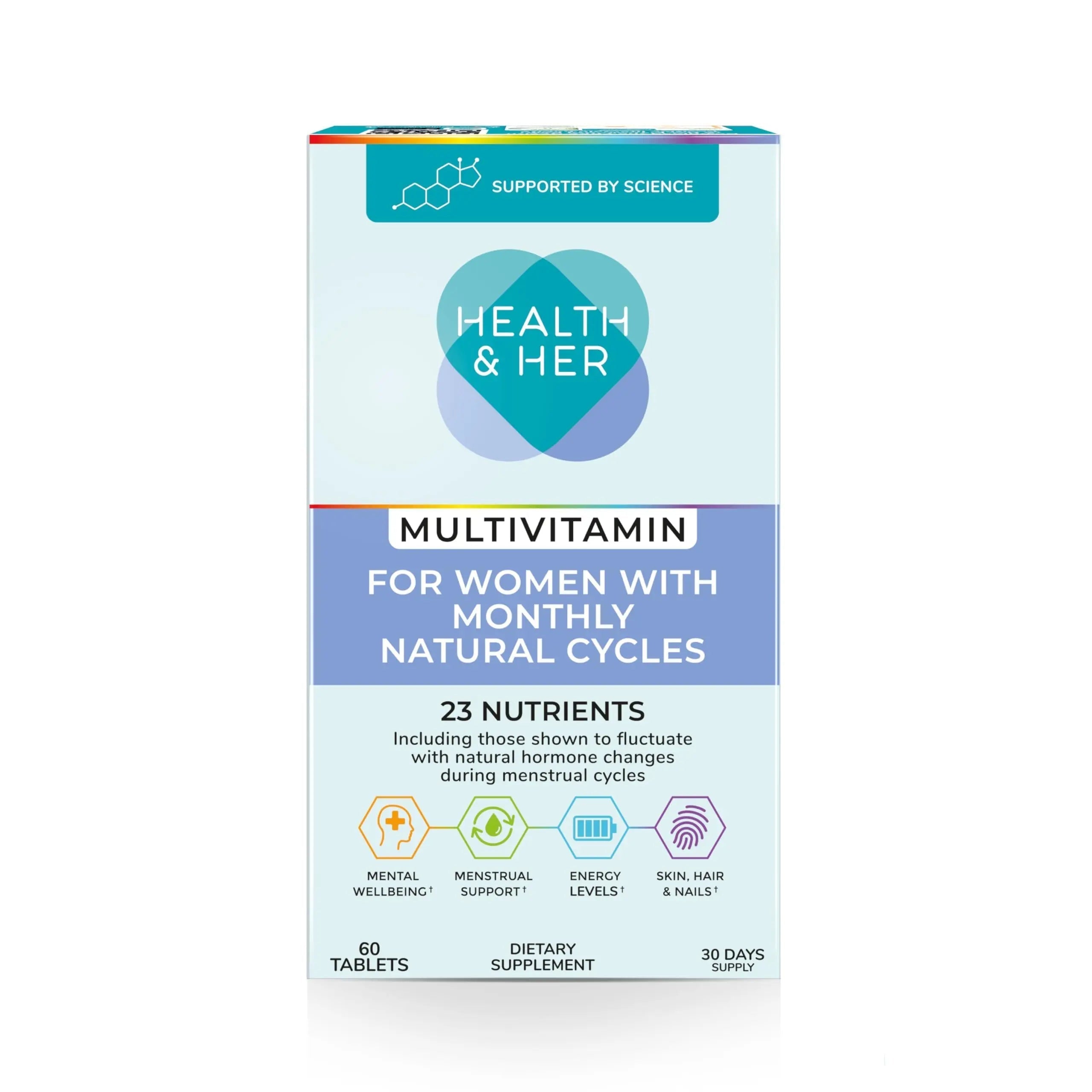 Health & Her Multivitamin for Women with Monthly Natural Cycles - Supplements for Women - Nutrition and Wellbeing Support for Menstrual Cycle Health and Her uk supplements