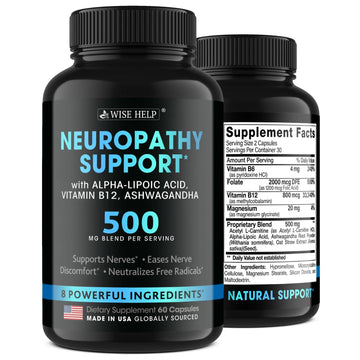 Neuropathy Support Natural Nerve Discomfort Relief - Made in USA - Nerve Antioxidant for Trigeminal Neuralgia, Diabetic & Peripheral Neuropathy - Hands, Neck, Feet & Toes Treatment Formula - 60 Caps WISEHELP uk supplements