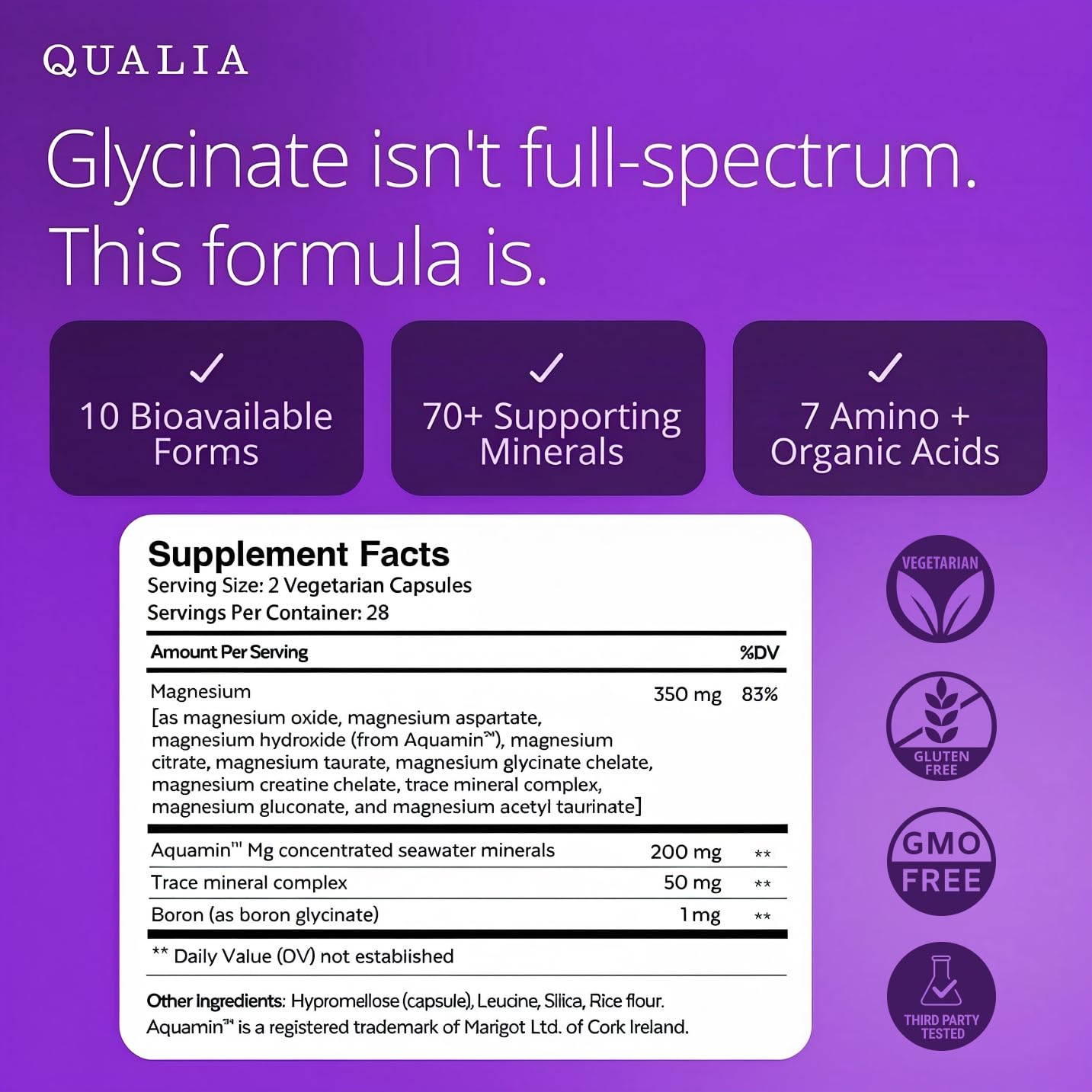 Qualia Magnesium Supplement | 10 Bioavailable Forms, Including Magnesium Glycinate, with 70+ Supporting Minerals, +7 Amino Acids | Doctor-Formulated to Support Sleep, Stress Relief, Heart, Relaxation QUALIA LIFE SCIENCES uk supplements