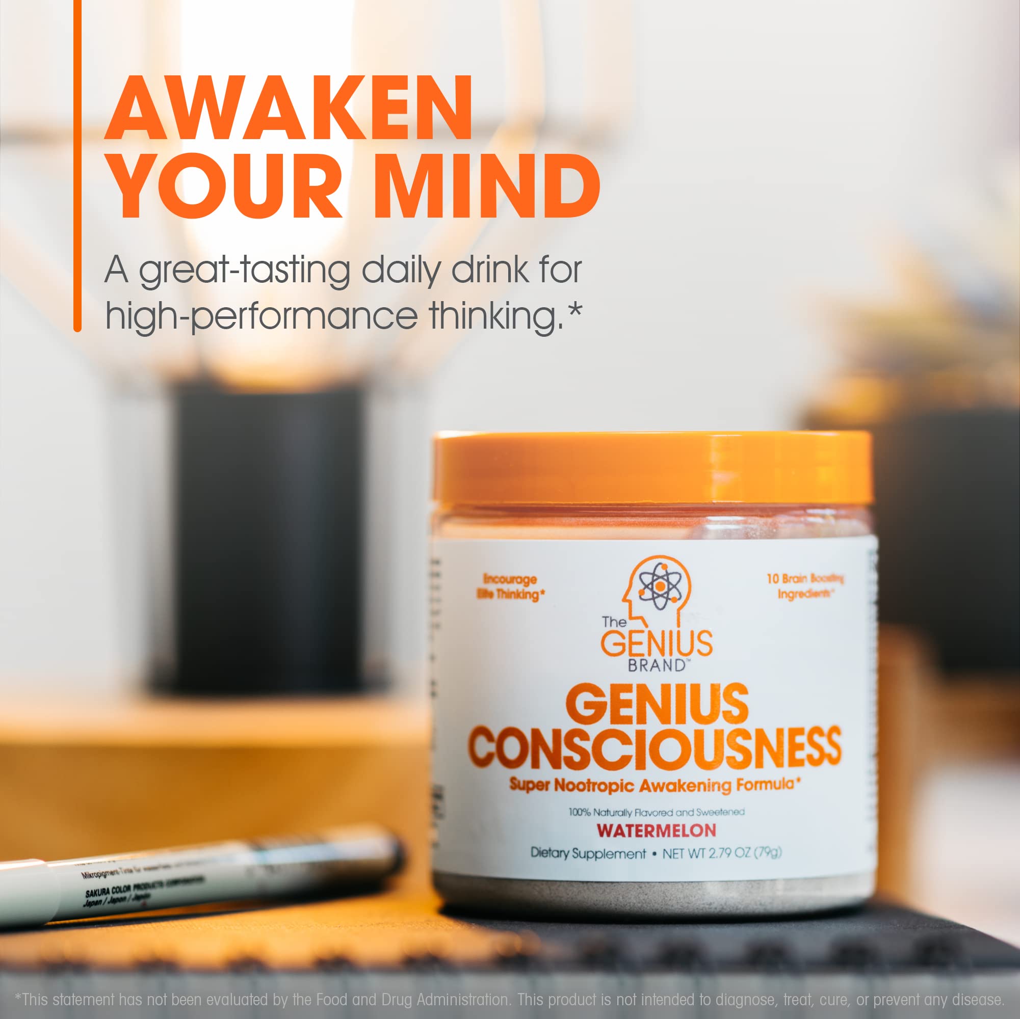 Genius Consciousness, Super Nootropic Brain Supplement Powder, Watermelon The Genius Brand uk supplements
