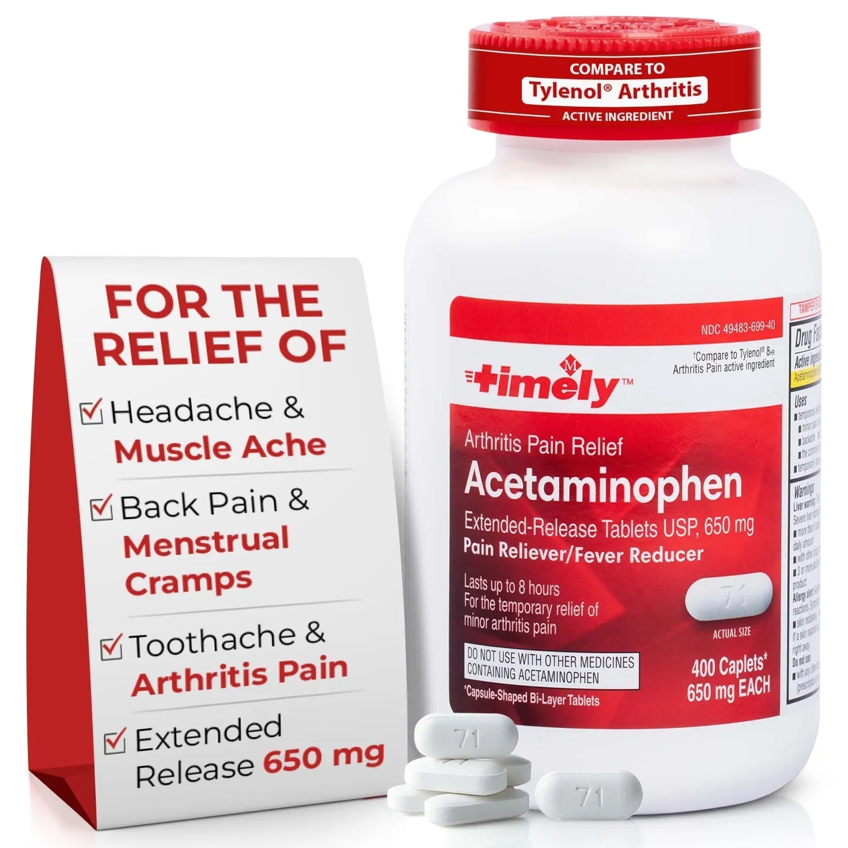 TIME-Cap Labs 400 Caplets Extended Release Acetaminophen 650mg - Pain Reliever & Fever Reducer for Adults, Helps with Headaches, Backaches, Muscle Pain, Toothaches, Arthritis & Menstrual Cramps TIME-CAP LABS, INC. uk supplements