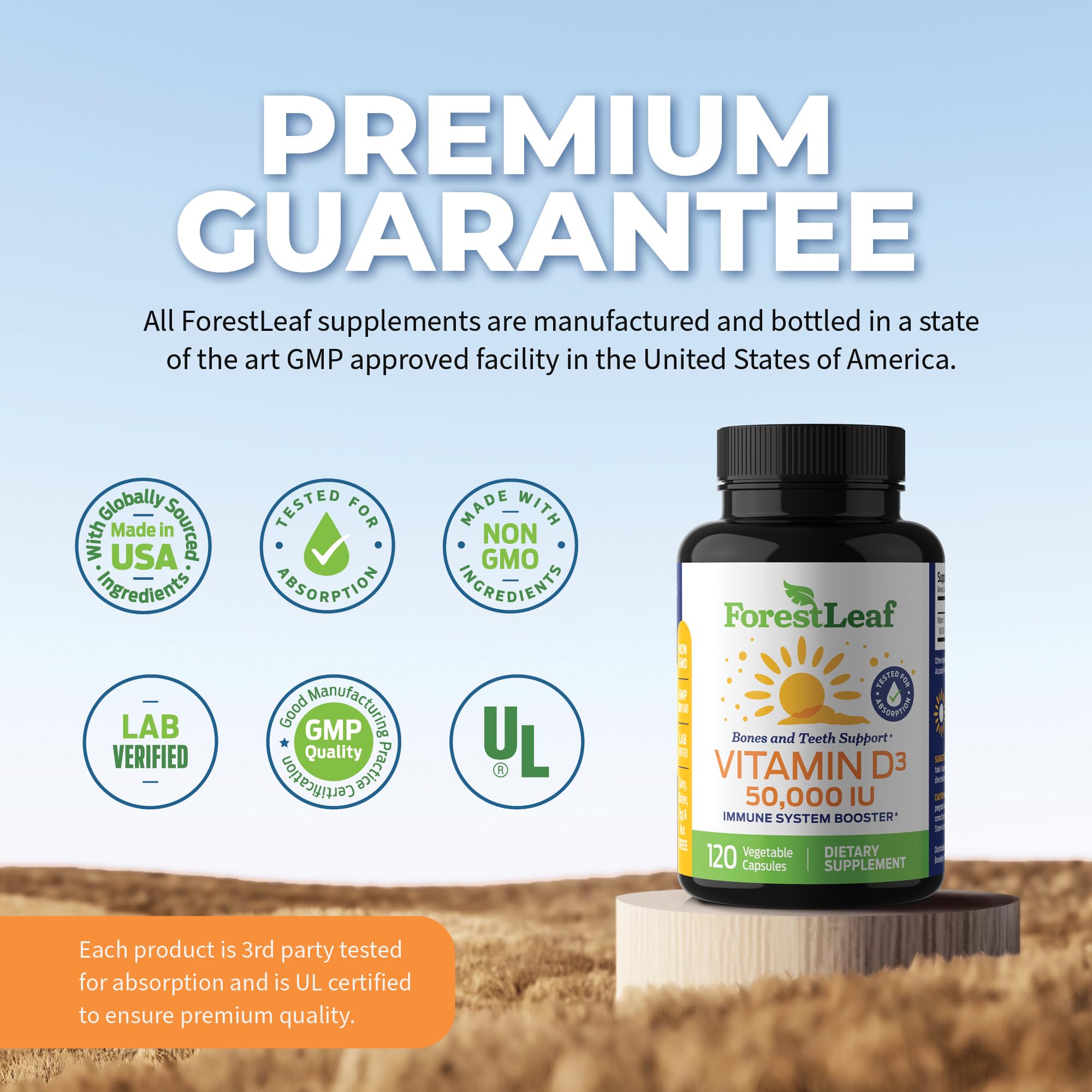 ForestLeaf - Vitamin D3 IU Weekly Supplement - (50,000 IU - 120 Count - 2 Pack) ForestLeaf uk supplements