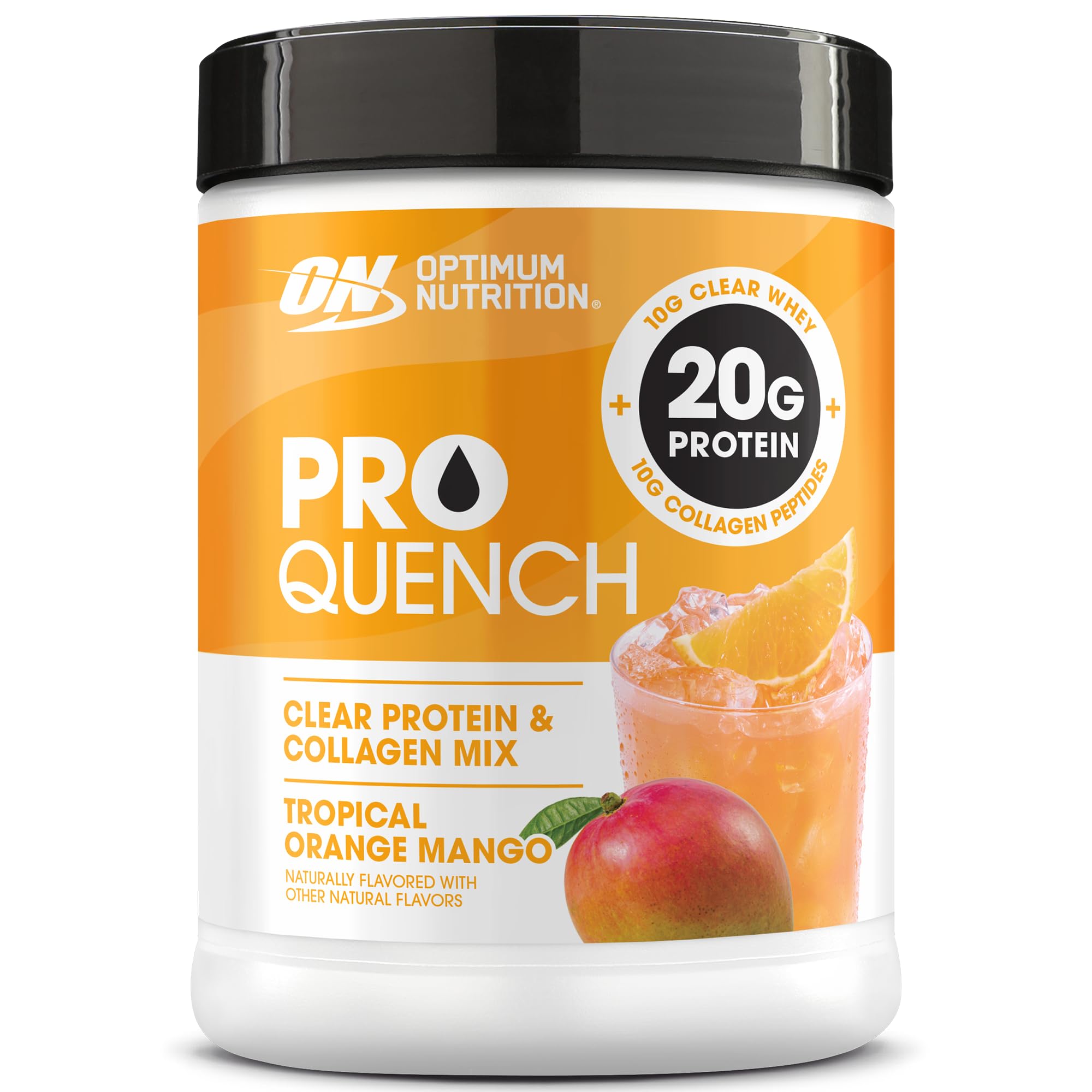 Optimum Nutrition Pro Quench, 10g Clear Protein, 10g Collagen peptides & Electrolyte Powder Drink Mix, Tropical Orange Mango, 20 Servings, Optimum Nutrition uk supplements