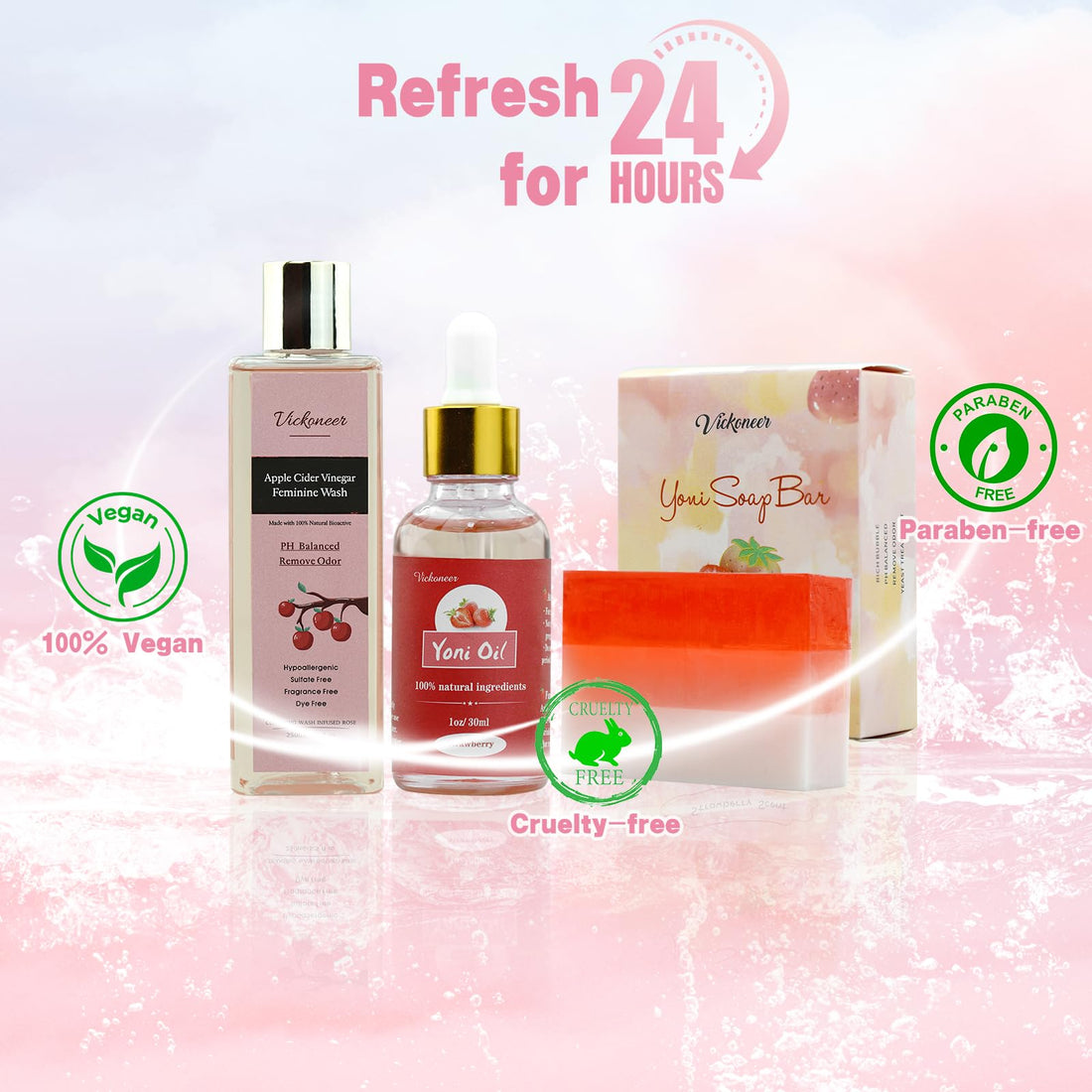 3 Pack Feminine Wash Yoni Bar Yoni Oil Set for Women, Yoni Wash for Balance Vagina PH Wetness tovaginsh uk supplements