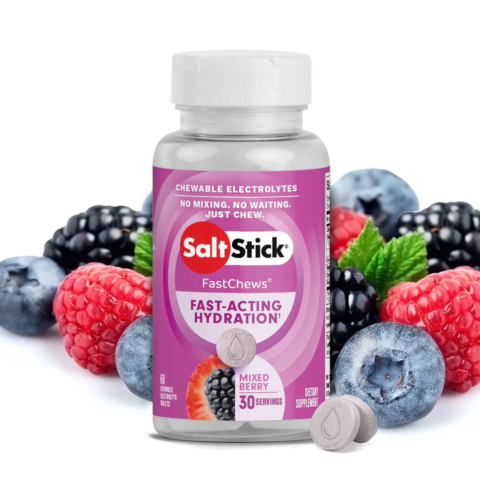 SaltStick Electrolyte FastChews - 60 Mixed Berry Chewable Tablets - Salt Tablets for Running and Hydration, Electrolyte Chews - 60 Count Bottle SaltStick uk supplements