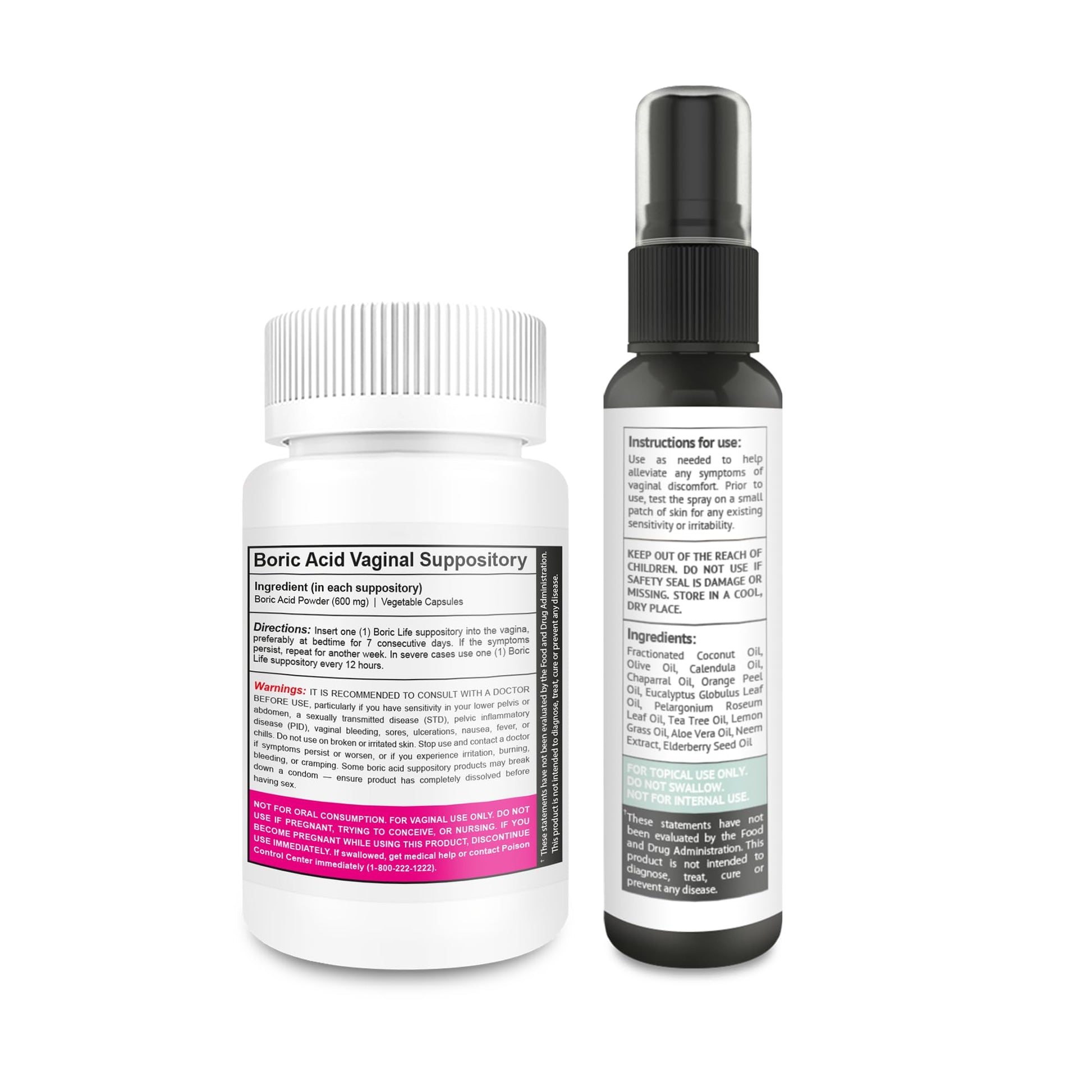 NutraBlast Boric Acid Vaginal Suppositories 600mg (30 Count) Bundle with Intimist Essential Oils Blend Spray (2 fl oz) NutraBlast uk supplements