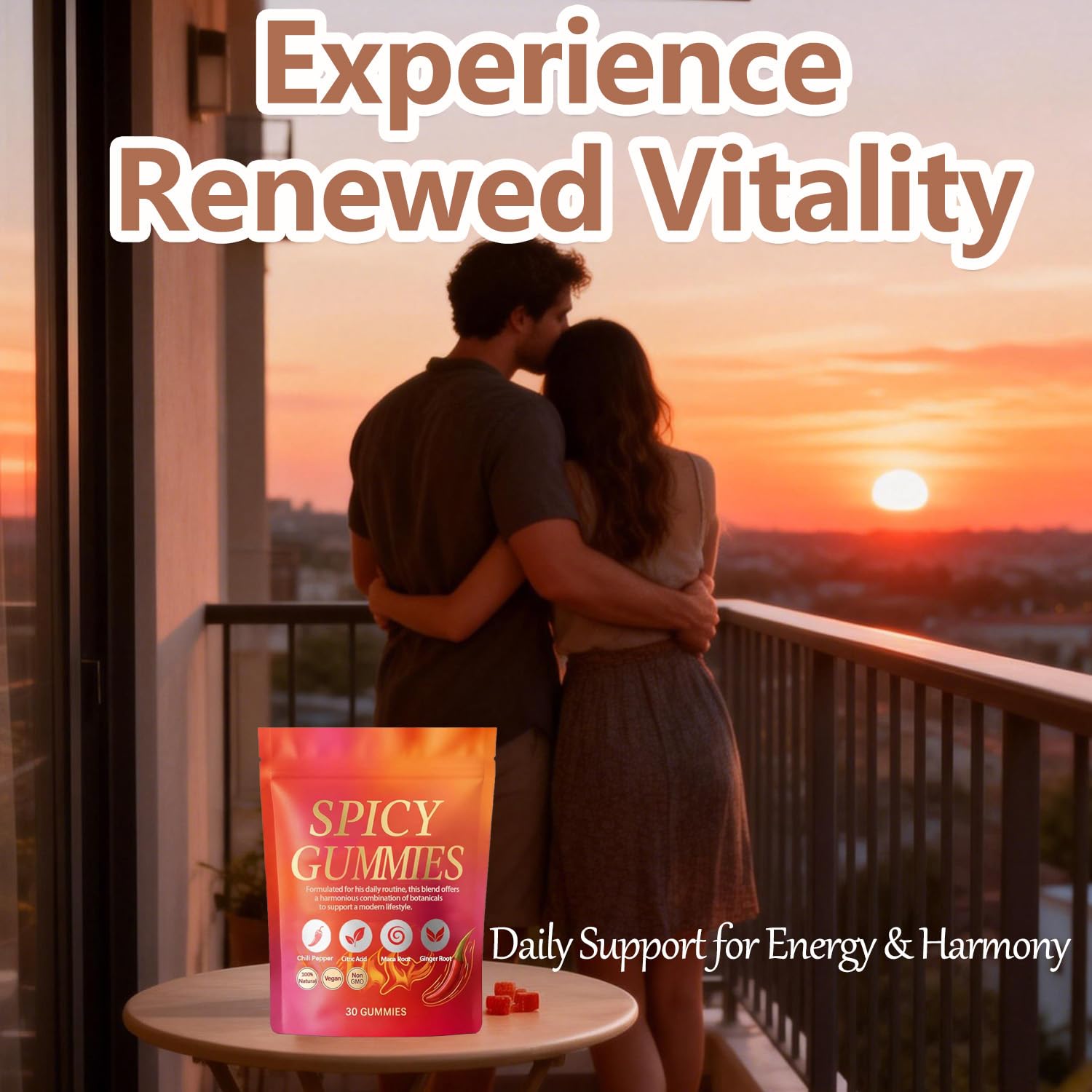 Spicy Gummy, Hot Peach Gummies – Natural Chili Flavor, Promote Calmness and Intimacy Wellness, 30 Gummies Voererh uk supplements