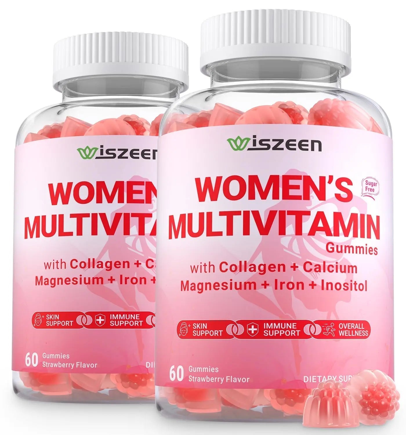 Wiszeen Sugar Free Methylated Multivitamin for Women Gummies, Biotin, Collagen, Calcium, Magnesium, Inositol, Folate, Iron, Vitamin A, C, D, E Wiszeen uk supplements