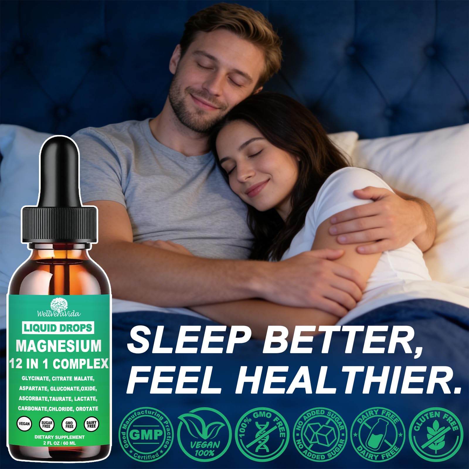Magnesium Complex 700mg, 12 in 1 Magnesium Supplement with Glycinate Citrate Malate Oxide Taurate Aspartate Orotate Magnesium Relaxation, Muscle, Sleep Support, High Absorption Liquid Magnesium丨Vegan WellVeraVida uk supplements