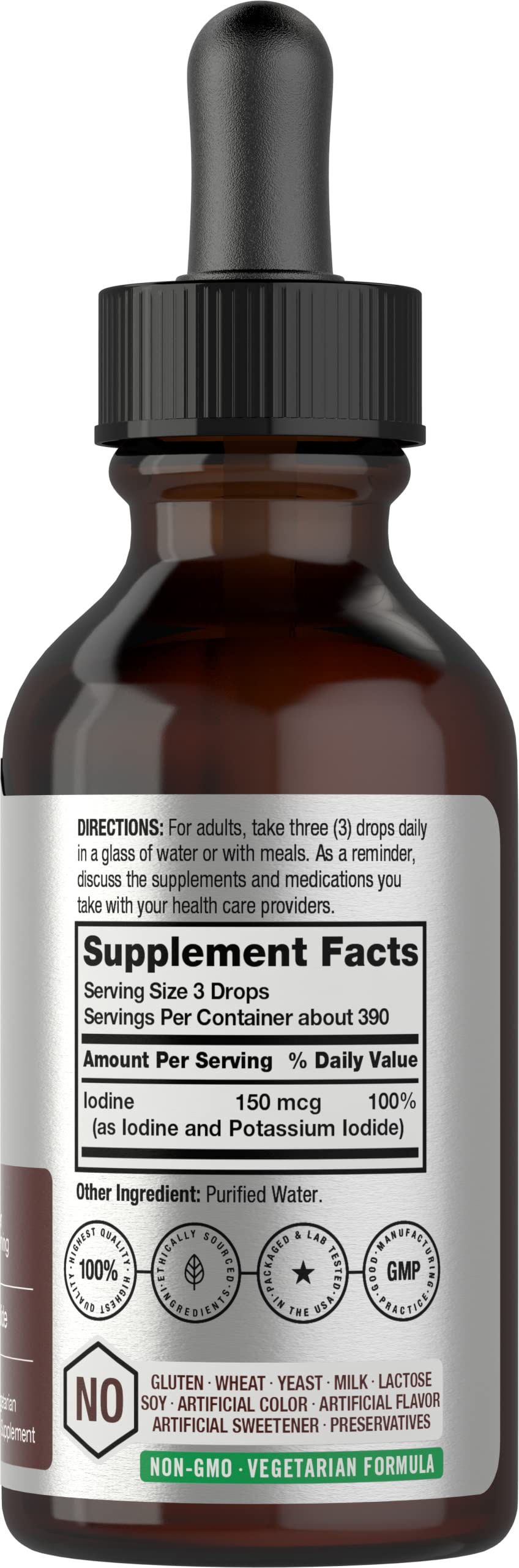 Liquid Iodine Solution Drops | 2 fl oz | 150 mcg | Iodine & Potassium Iodide Supplement Horbäach uk supplements