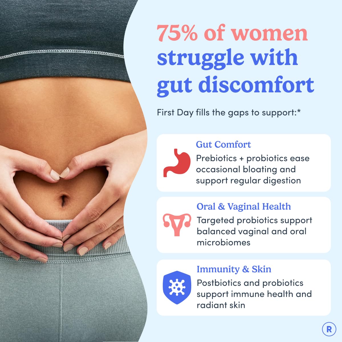 FIRST DAY Womens 3-in-1 Probiotic Gummies – Prebiotic + Probiotic + Postbiotic Supplement – Supports Digestive & Oral Health, Immune Function & Energy Levels – 30-Day Supply FIRST DAY uk supplements