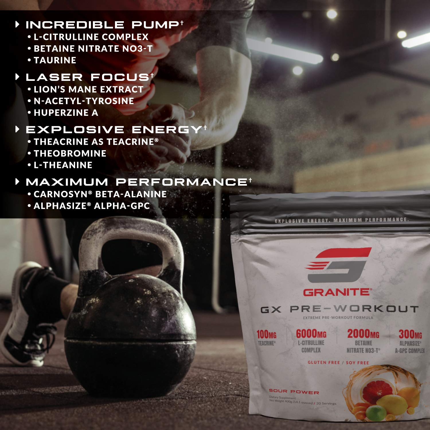 Granite GX Pre-Workout Supplement (Watermelon) Advanced Formula for Pump, Focus Granite Supplements uk supplements