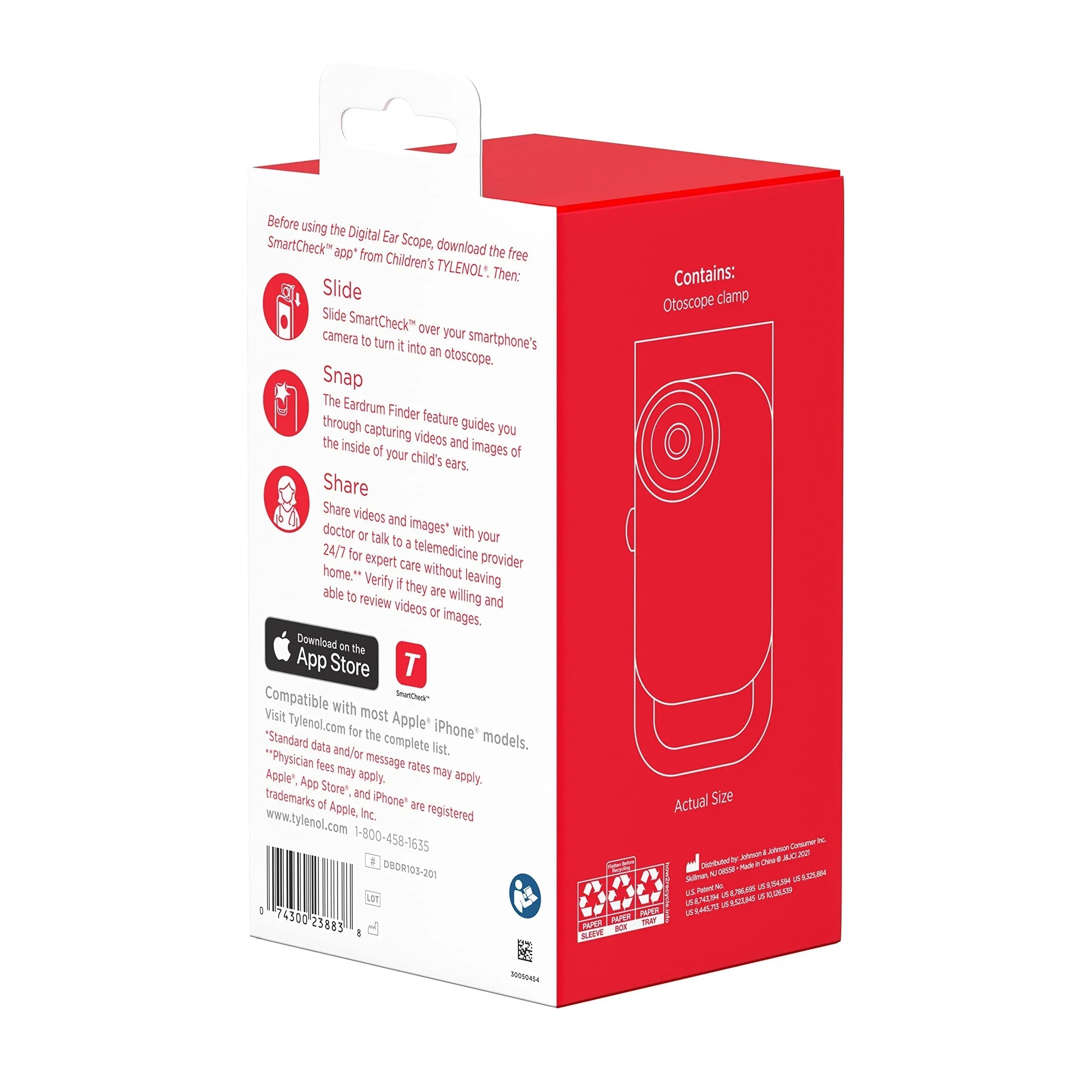 SmartCheck Digital Ear Scope from Children's Tylenol, Otoscope with Light, 1 Otoscope Clamp, 12 Specula Tips + Children's Tylenol Pain + Fever Medicine with Acetaminophen, 8 fl. oz Tylenol uk supplements