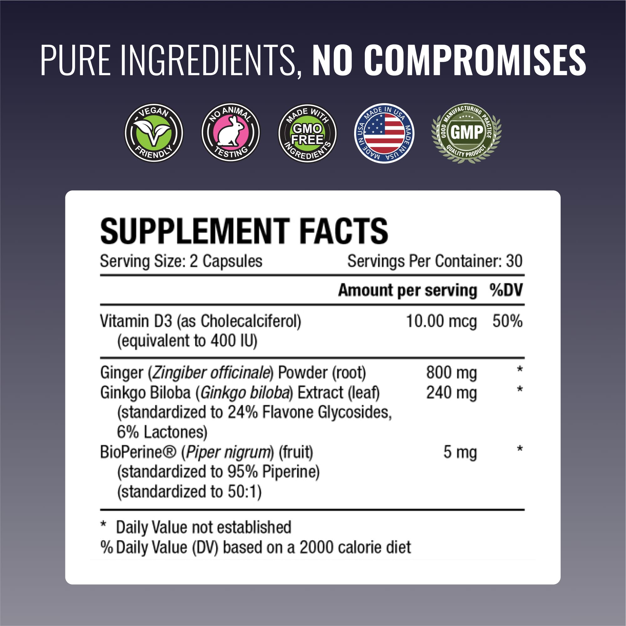 Approved Science VertiSyl - Ginkgo Biloba, Ginger, Vitamin D3, BioPerine - 60 Capsules - 1 Month Supply Approved Science uk supplements