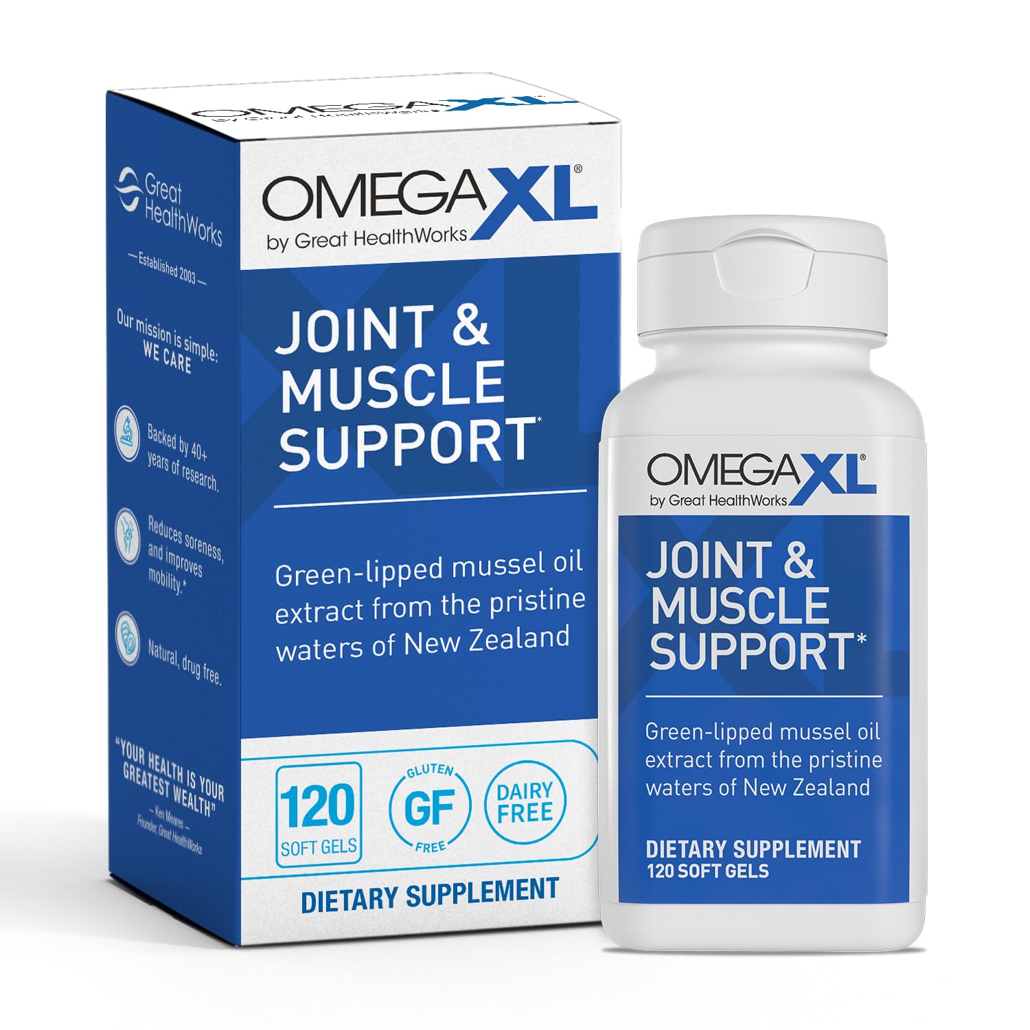 OmegaXL Joint Support Supplement - Natural Muscle Support, Green Lipped Mussel Oil, Soft Gel Pills, Drug-Free, 120 Count OmegaXL uk supplements