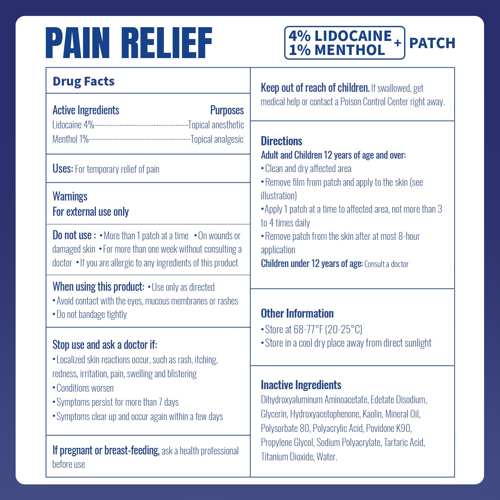 ZEEY 4% Lidocaine Pain Relief Patches, with 1% Menthol Maximum Strength OTC, for Back, Knee, Neck, Shoulders, Joints, Muscle Soreness, Fast Acting, Long Lasting, Large Gel Patch, 5.5" x 3.94", 20Ct ZEEY uk supplements