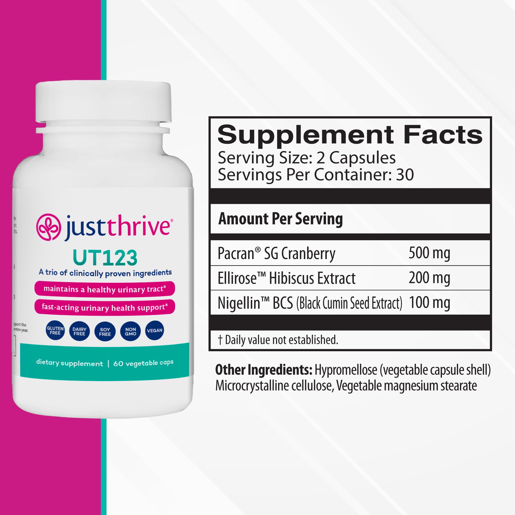 Just Thrive UT123 - Supports Urinary Tract Health for Women - Made with Cranberry, 60 Capsules Just Thrive uk supplements