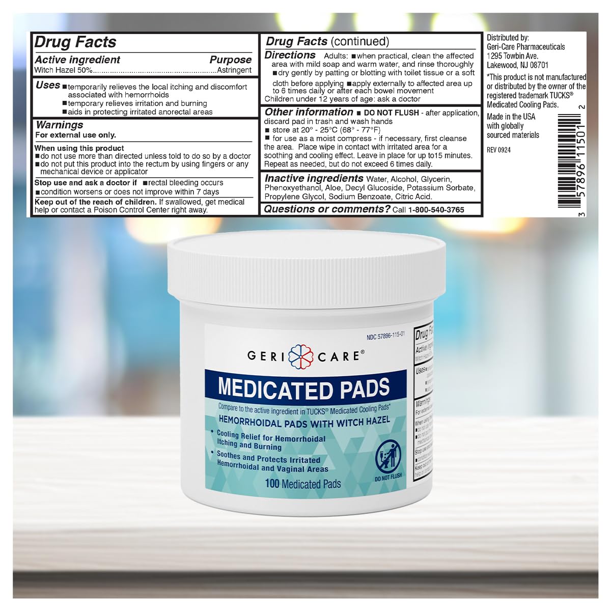 GeriCare Anti-Diarrheal Caplets 24 Count & Medicated Pads of Witch Hazel 50% 100 Count Bundle – Fast Relief for Diarrhea, Soothing Medicated Pads for Irritation, Digestive Support & Travel GeriCare uk supplements