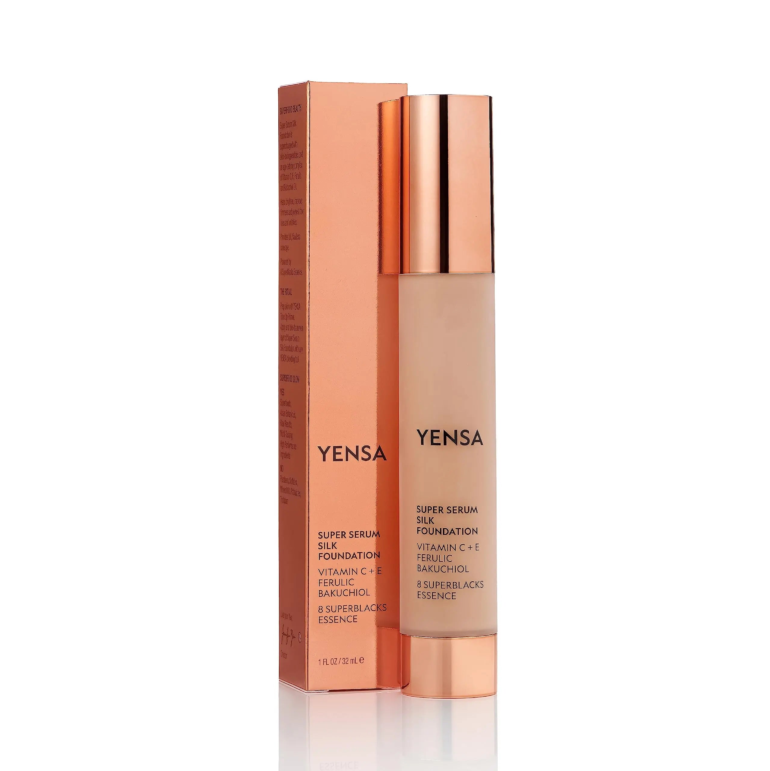 YENSA Serum Foundation Makeup - Super Silk Full Coverage Foundation Enriched with Peptides, Vitamin C & Ferulic Acid to Help Reduce Fine Lines, Wrinkles & Dark Circles - Light 1 (1 oz) YENSA uk supplements