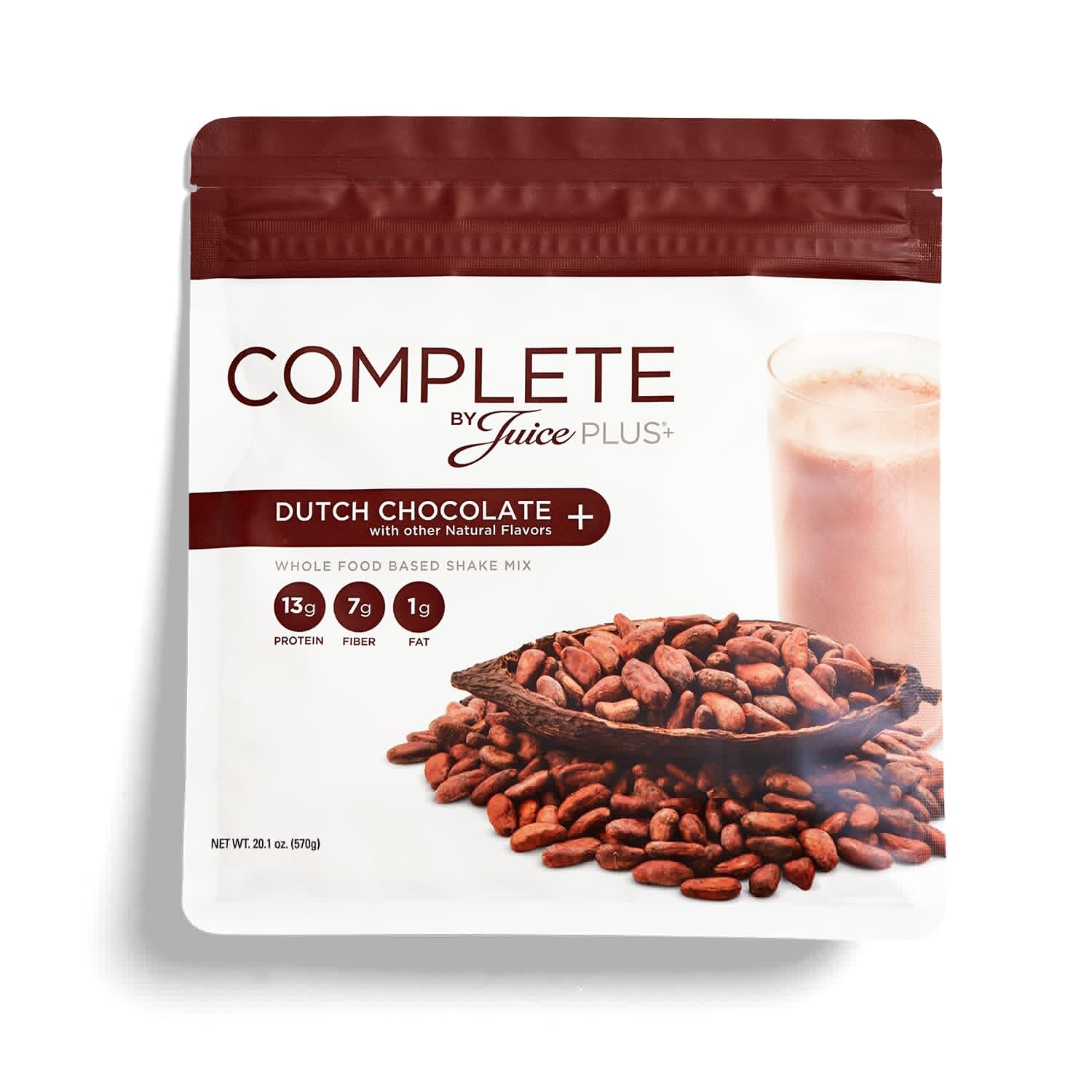 Complete by JuicePlus+ Dutch Chocolate Shakes - Plant-Based Nutrition - Whole Food Based Shake Powder with Protein, Fiber & Prebiotics - 30 Servings (2 Pouches, 15 Servings Each) Juice Plus+ uk supplements