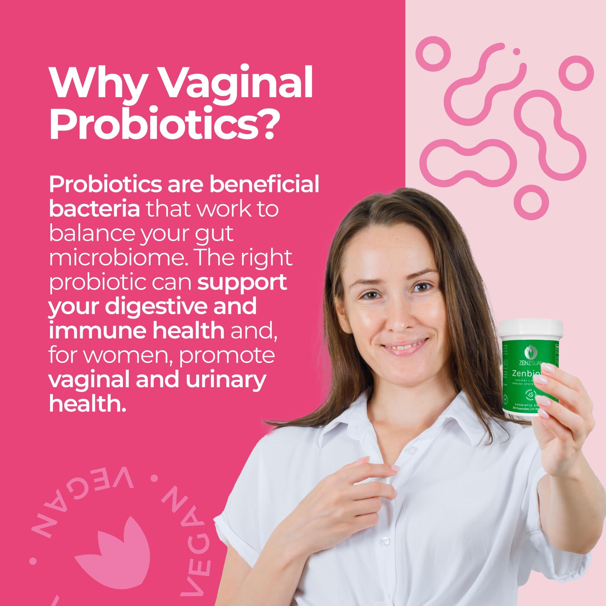 ZENZSUAL Zenbiotic Probiotics Support for Women – 25 Billion CFU, Vaginal Health & pH Balance Support, Odor & Yeast Control, Gut & Digestive Health, Urinary Comfort, Hormone Balance, 30 Vegan Capsules ZENZSUAL uk supplements