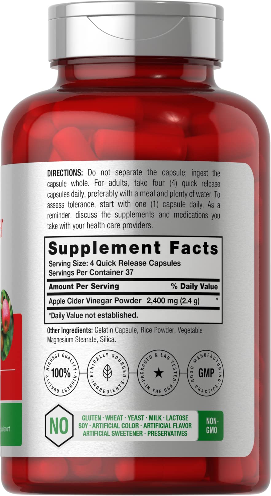 Apple Cider Vinegar Capsules | 2400mg | 150 Count | Non-GMO, Gluten Horbäach uk supplements