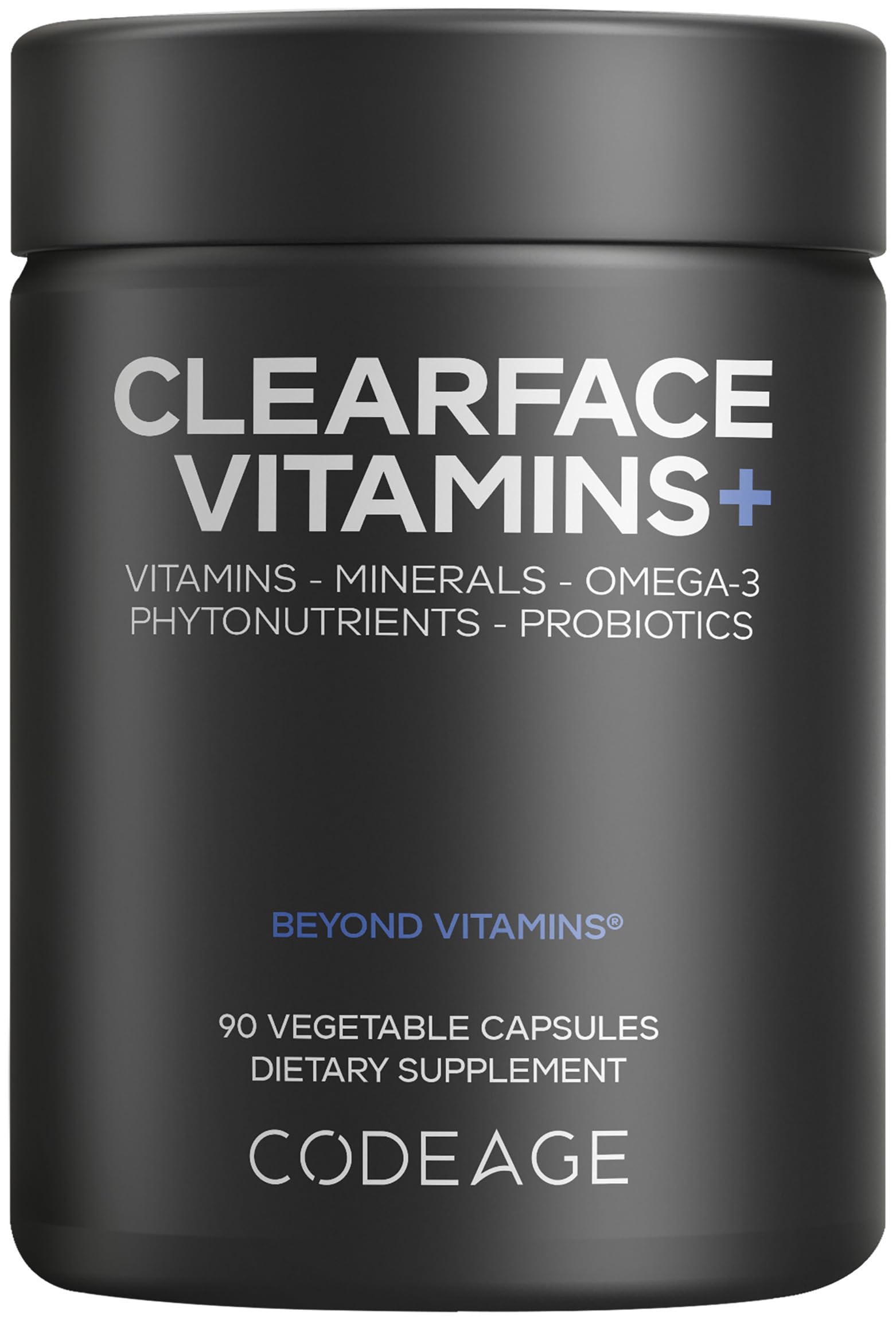 Codeage Clearface Pantothenic Acid, Niacin Supplement, Vitamins A, C, D3, E, Probiotics, Zinc, Riboflavin, Thiamin, L-Lysine HCL & Omega-3, Niacinamide, Skin Botanical Blend - Non-GMO - 90 Capsules Codeage uk supplements