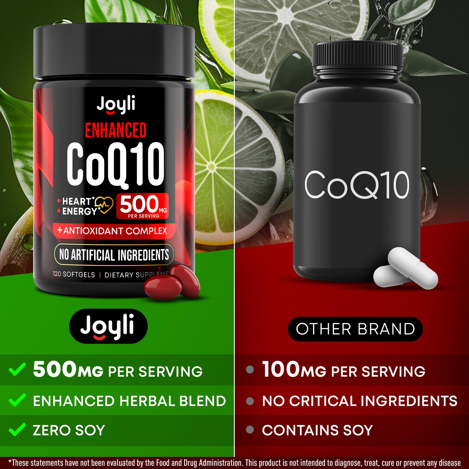 High Absorption CoQ10 500MG - Co Q 10 Supplement 120 Softgels for Heart Health&Energy Production - Enhanced CoQ10 Nutritional Supplements with Coenzyme Q10 - Alternative to coq10 400mg softgels JOYLI Nutrition uk supplements